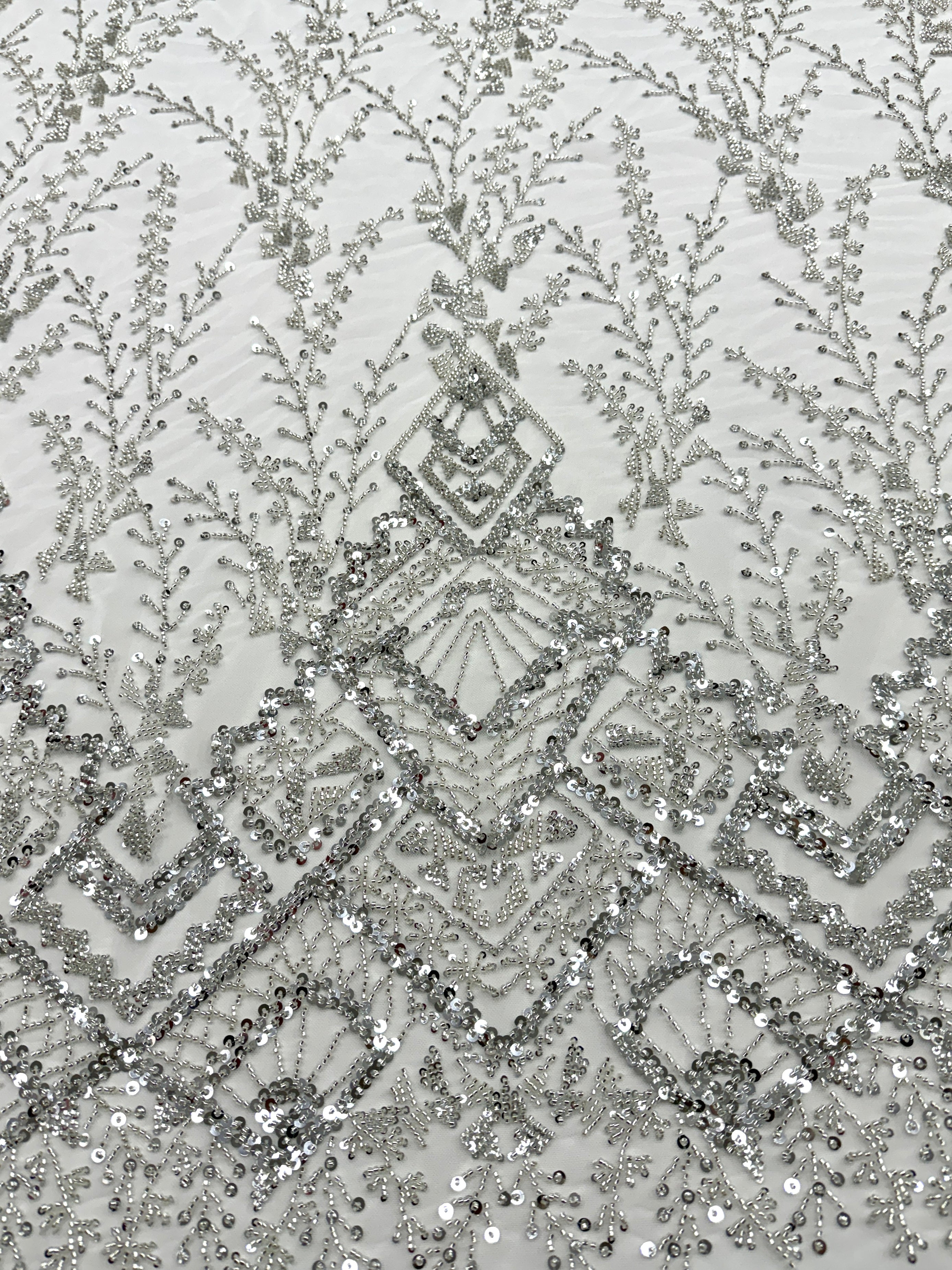 Black Couture Lace with General Pattern, with Beads and Sequins 