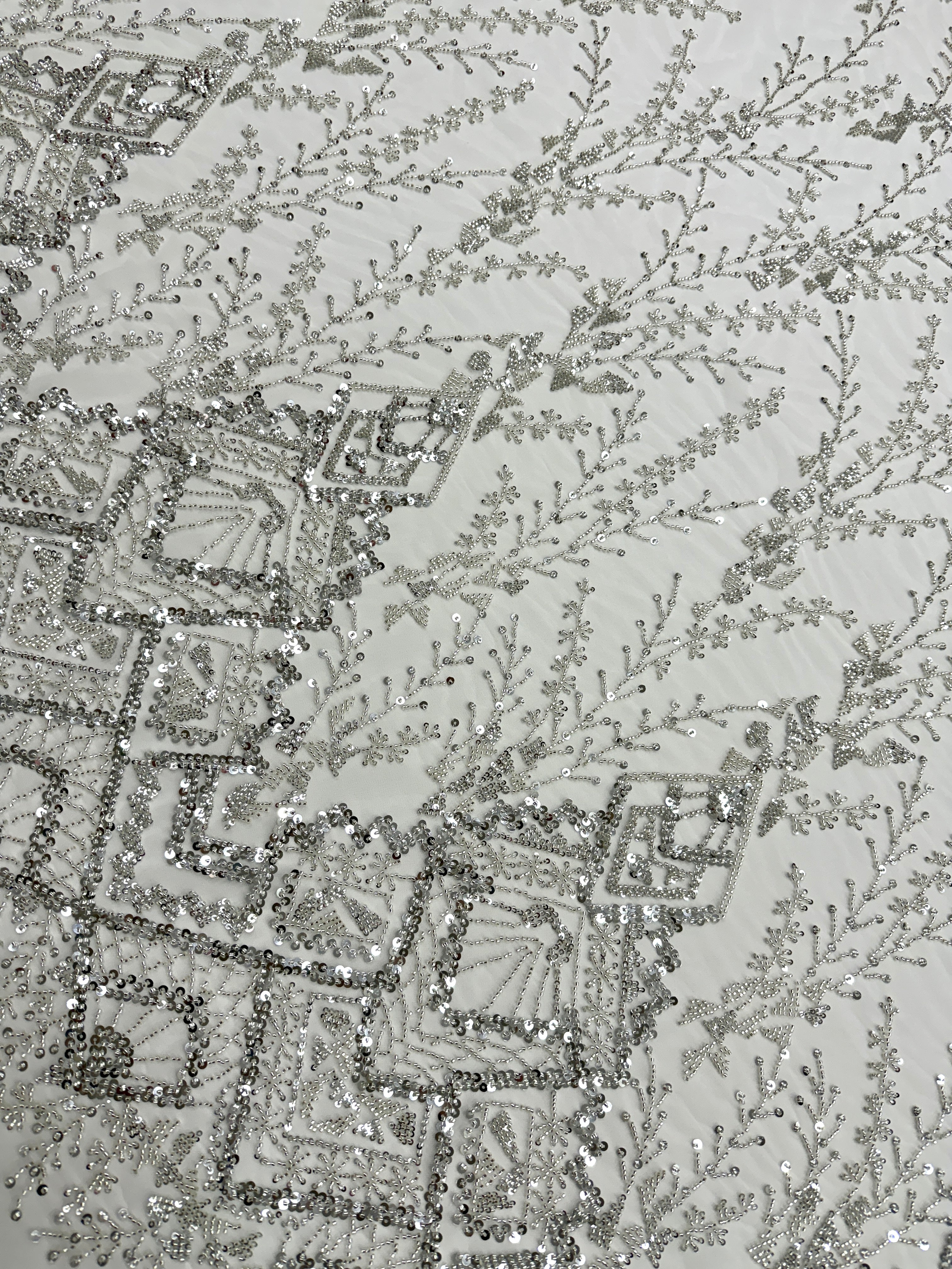 Black Couture Lace with General Pattern, with Beads and Sequins 