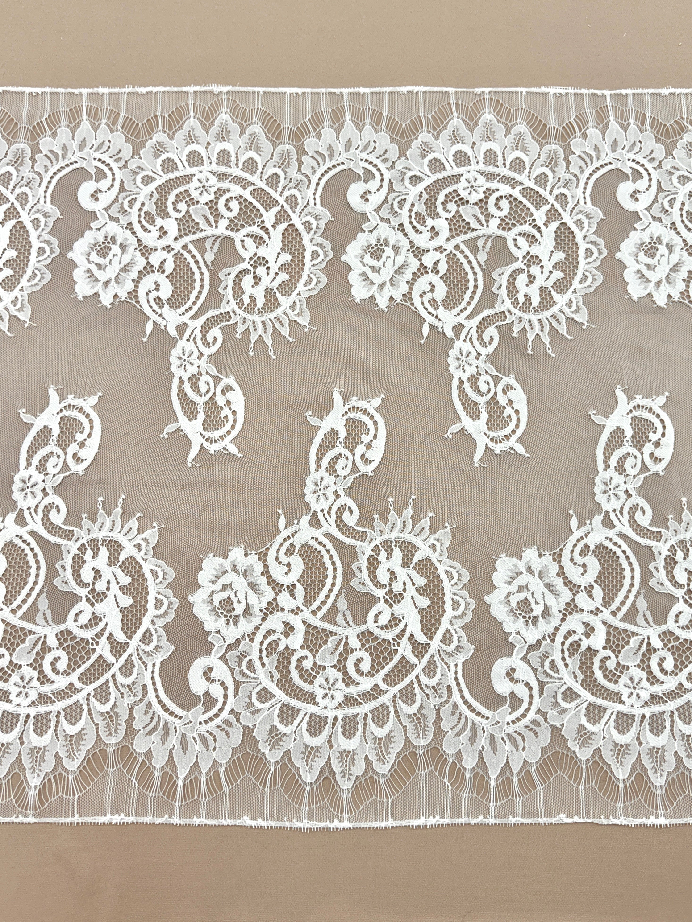 Dantela Bordura Dubla Chantilly Ivory - Cupon 3 m