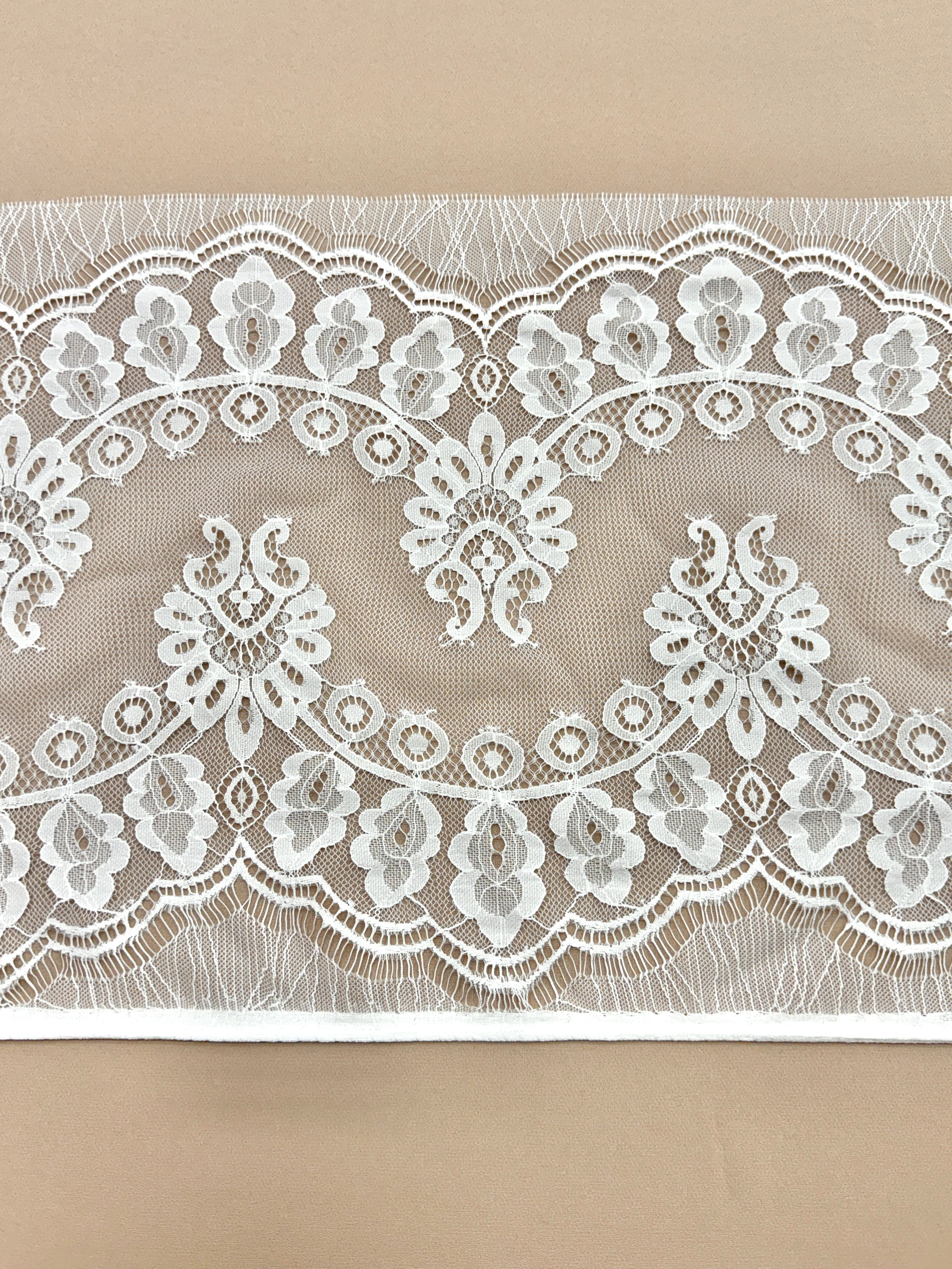 Dantela Bordura Dubla Chantilly Ivory - Cupon 3 m