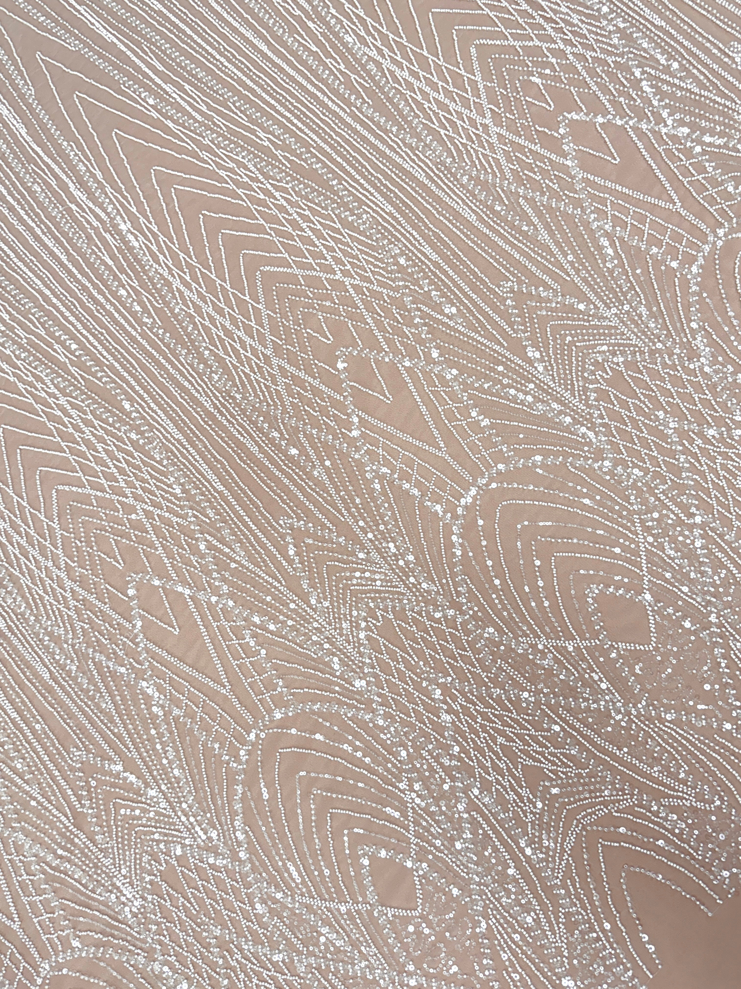 Ivory Lace with Panel, Beads and Sequins