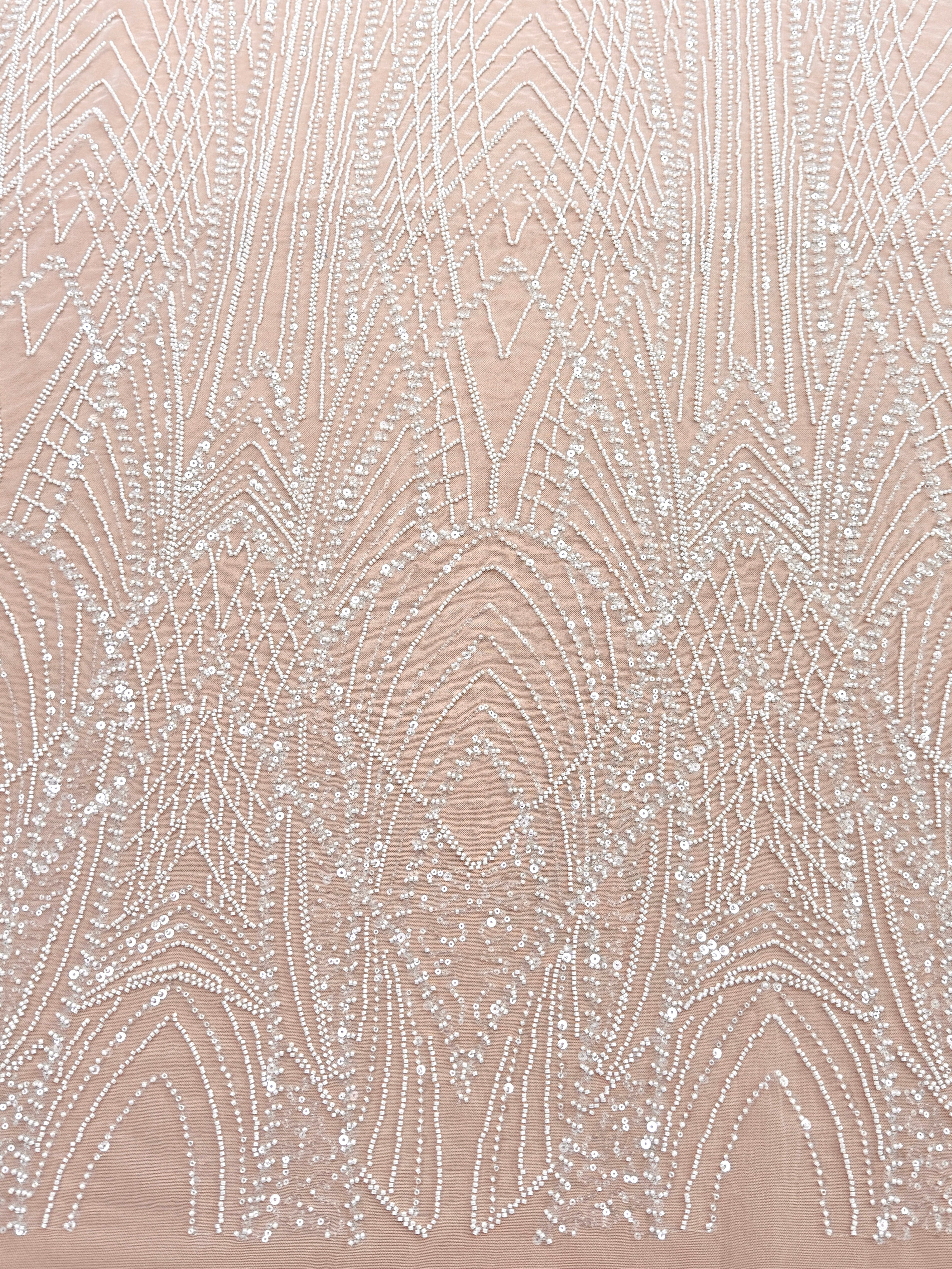 Ivory Lace with Panel, Beads and Sequins