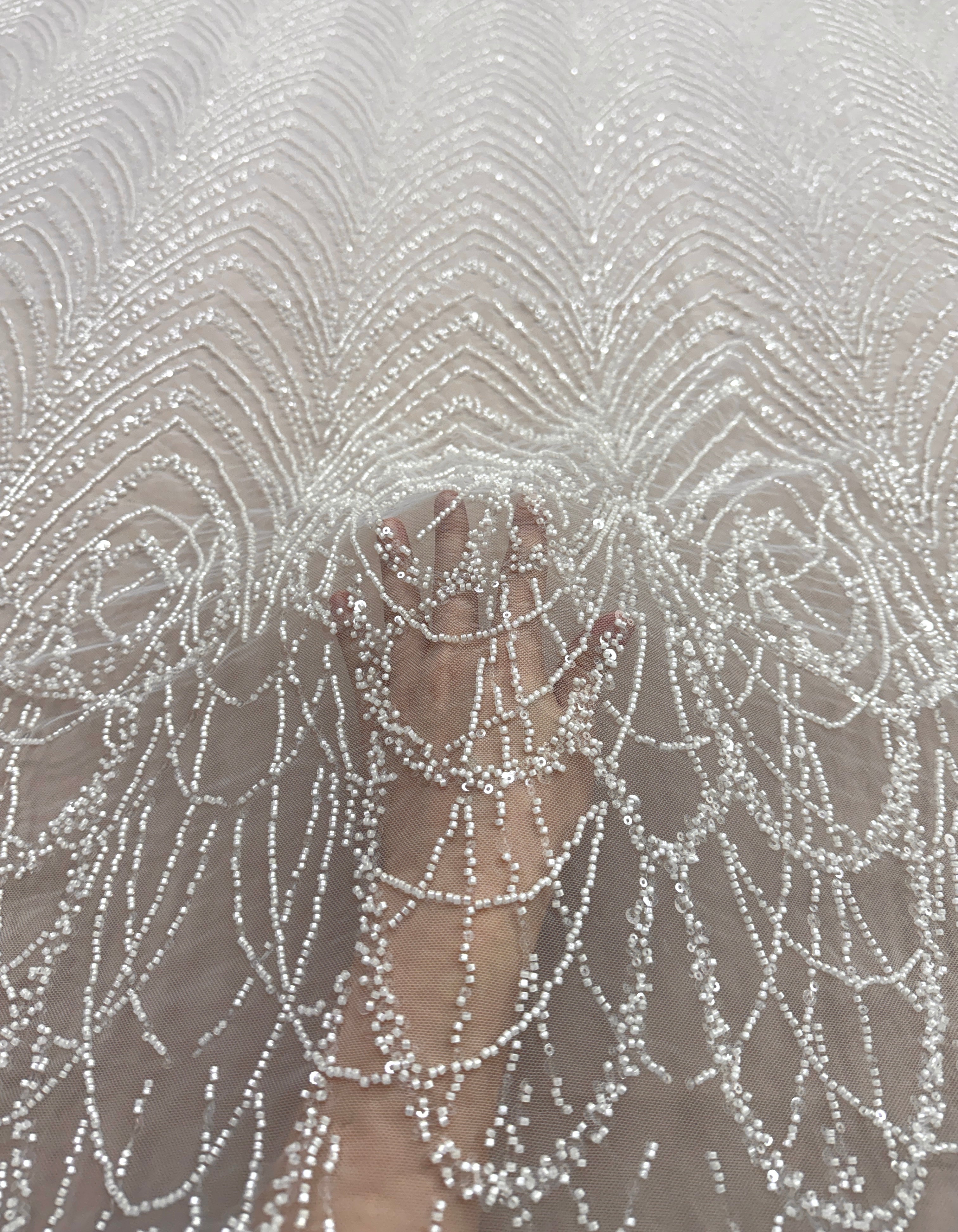 Black Couture Lace, with Beads and Sequins 