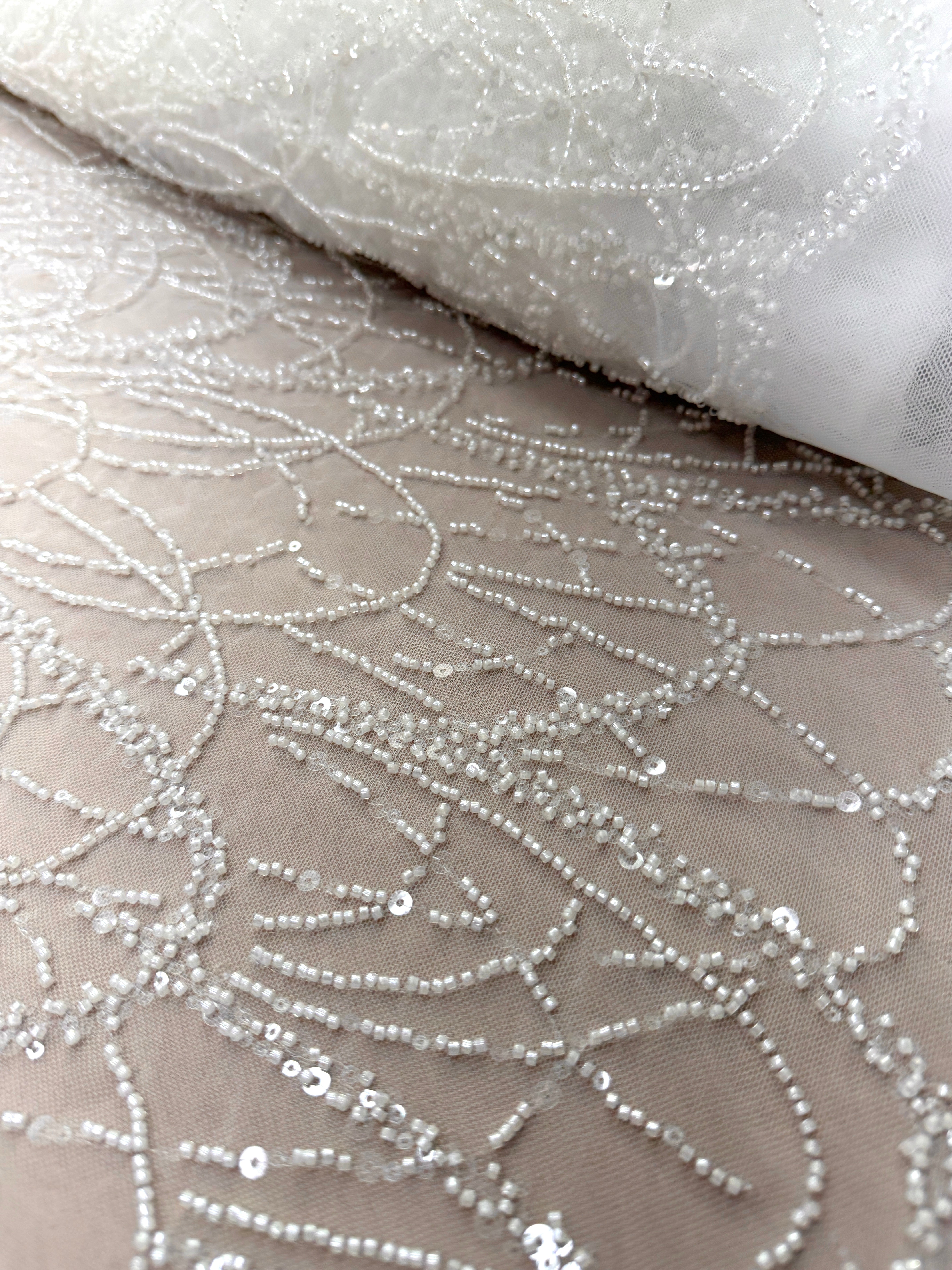 Black Couture Lace, with Beads and Sequins 