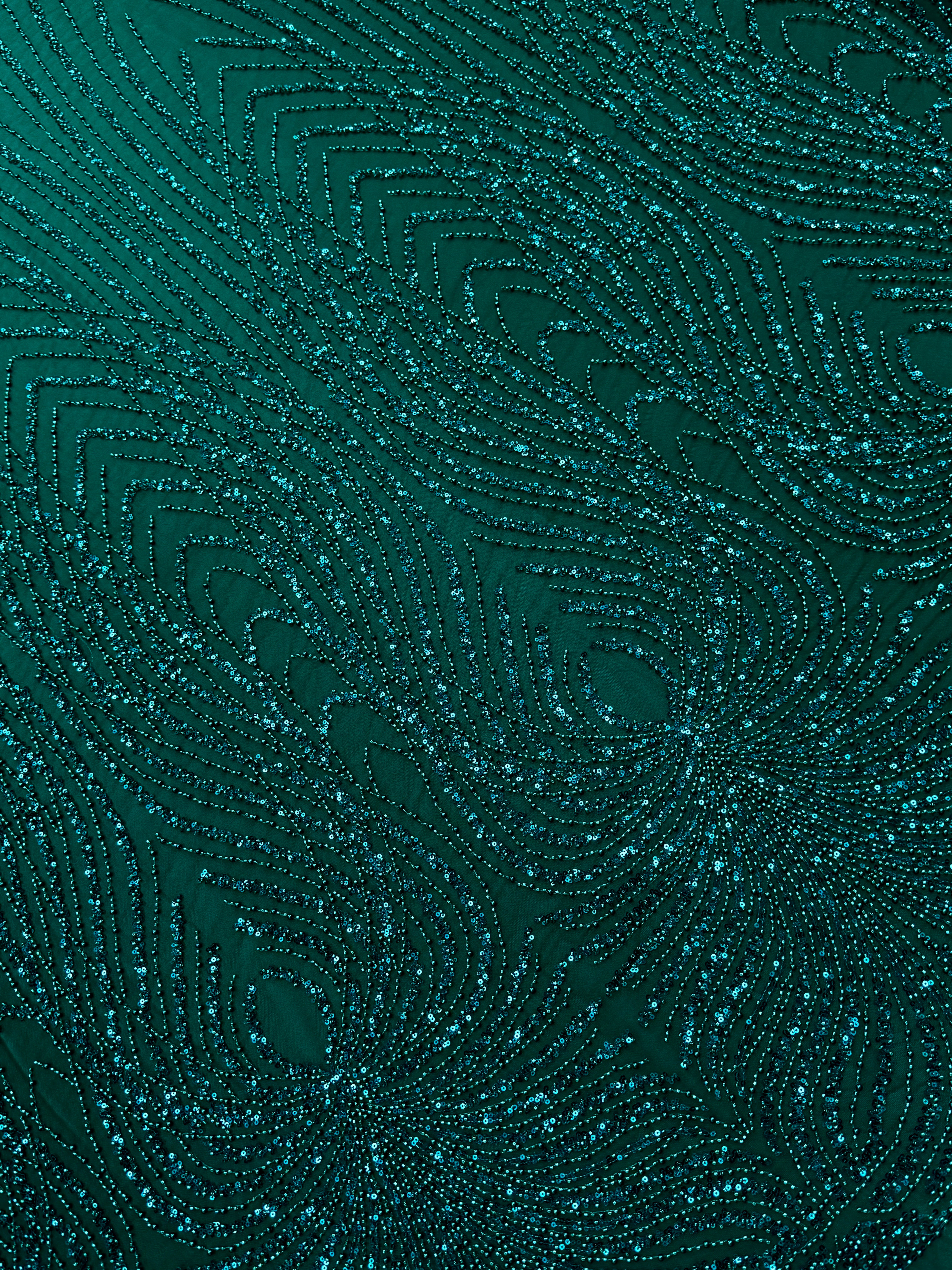 Dantela Couture Smaragdzöld Panellel, Gyöngyökkel és Flitterekkel