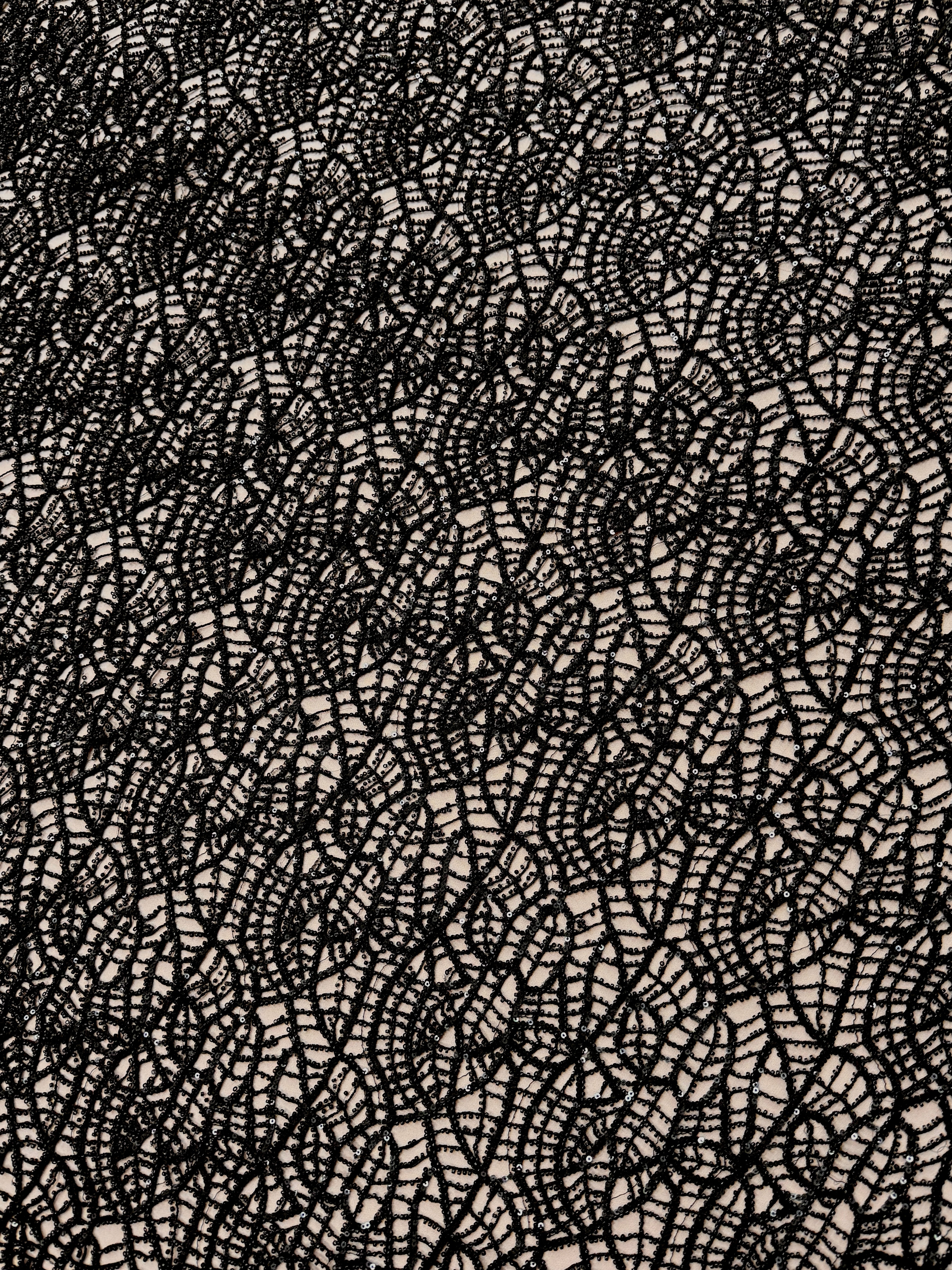 Plasa Couture Neagra, cu Margele si Paiete