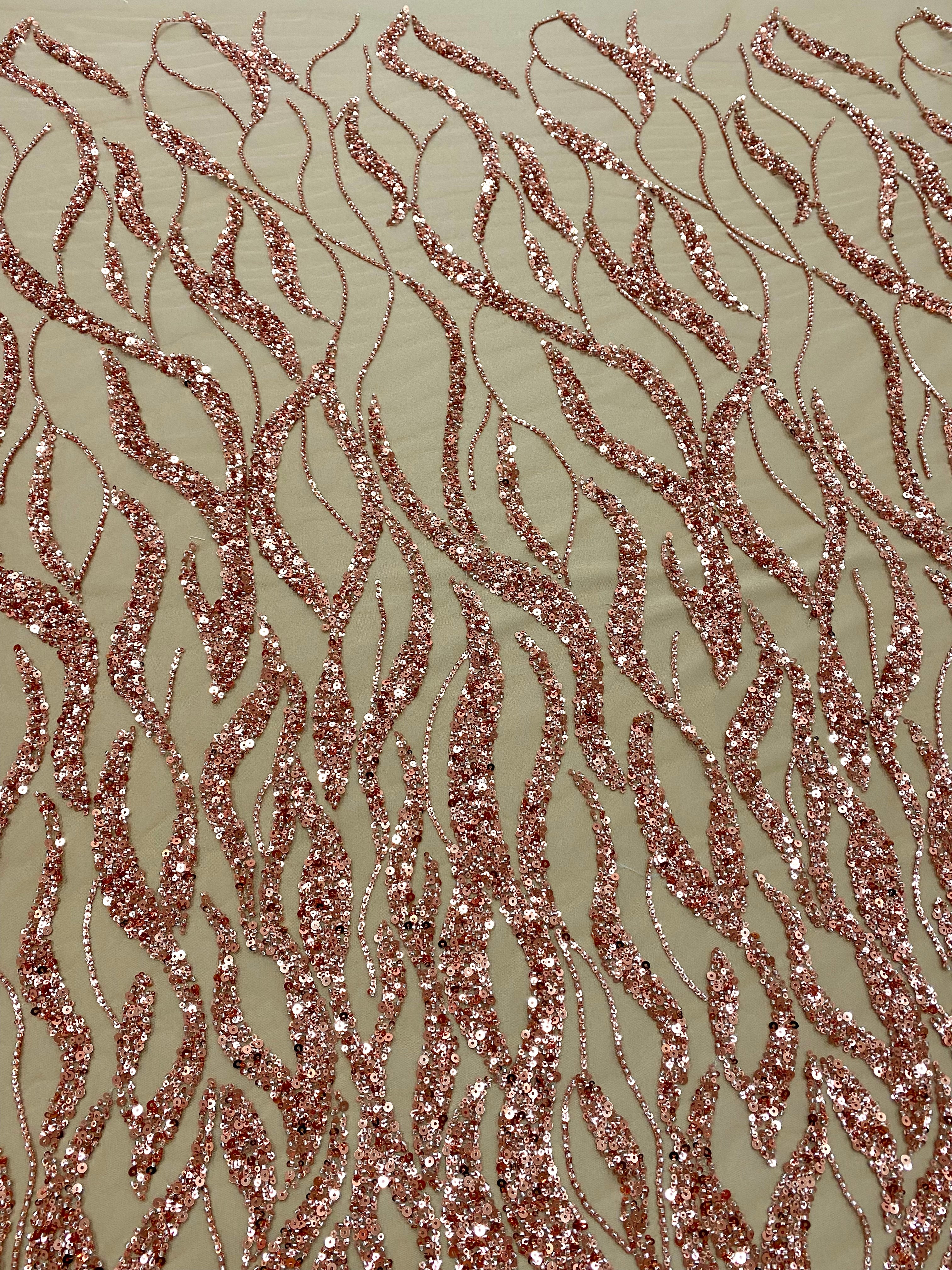 Silver Lace with Strings, Beads and Sequins