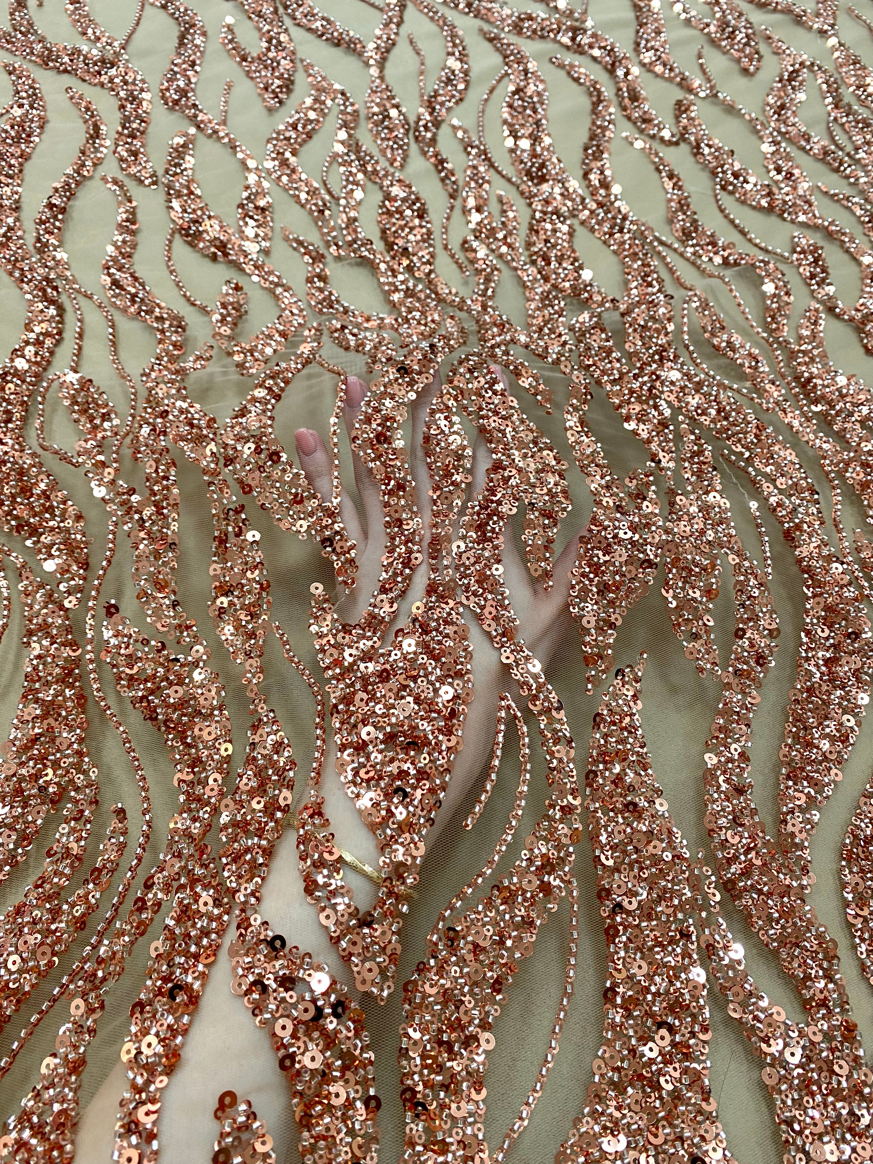 Silver Lace with Strings, Beads and Sequins