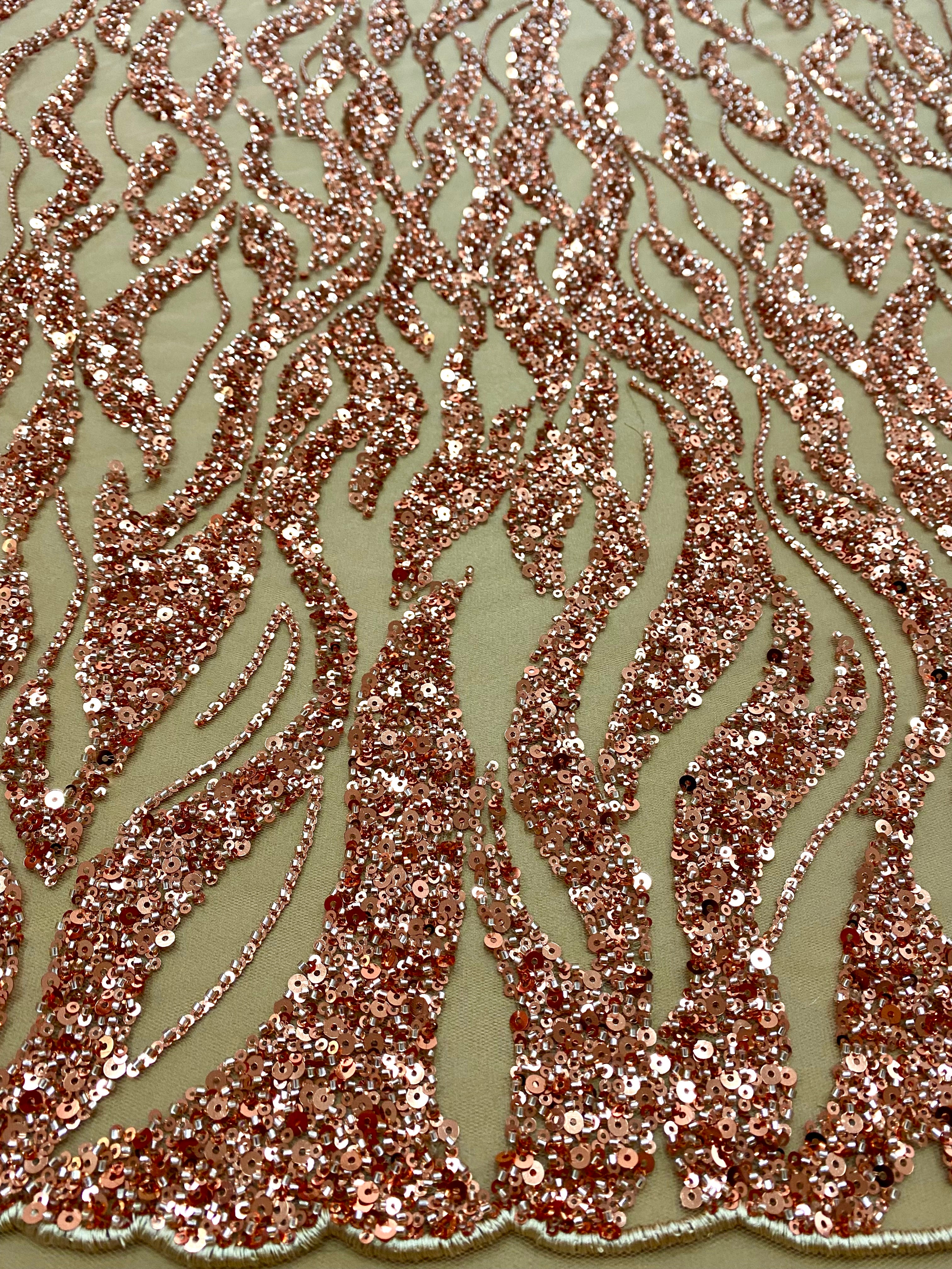 Silver Lace with Strings, Beads and Sequins