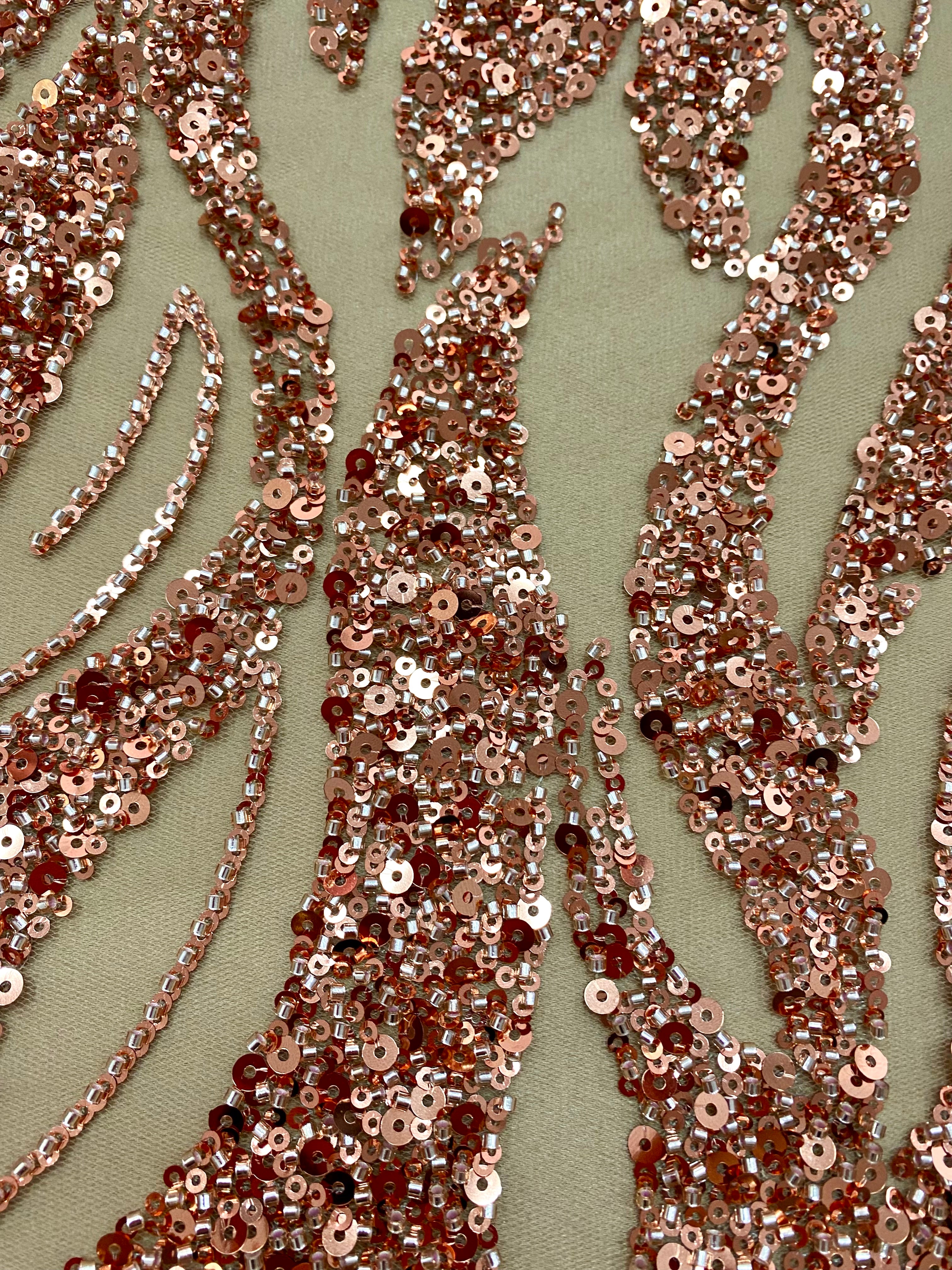 Silver Lace with Strings, Beads and Sequins