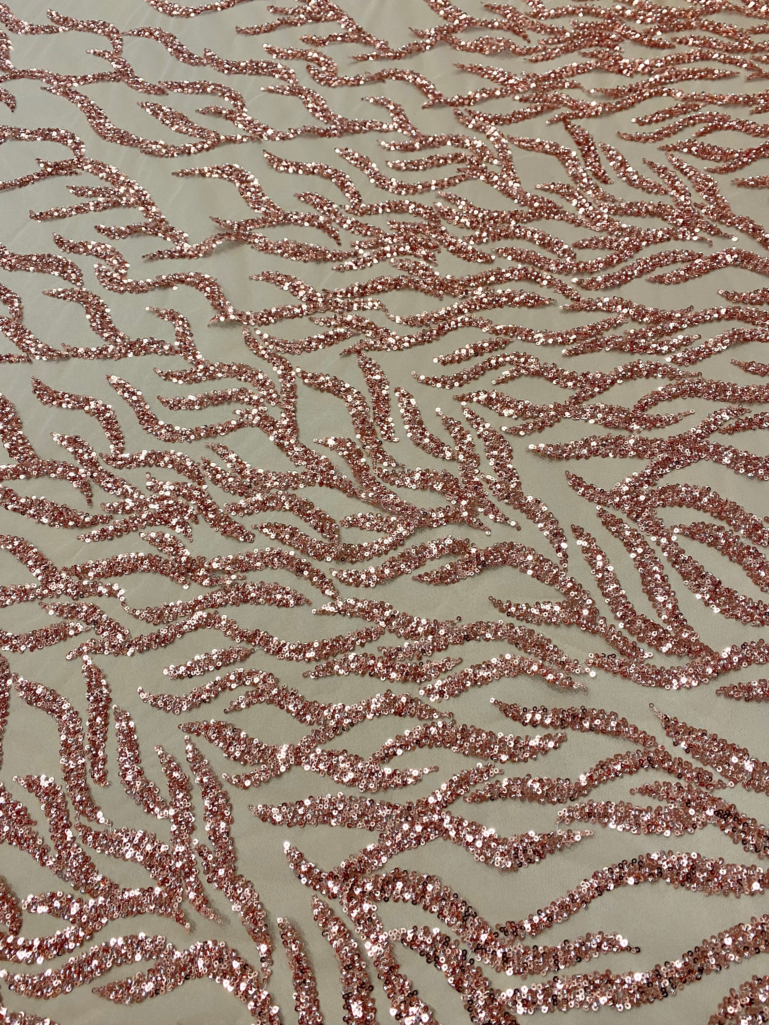 Rose Gold Couture Lace with Strings, Beads and Sequins