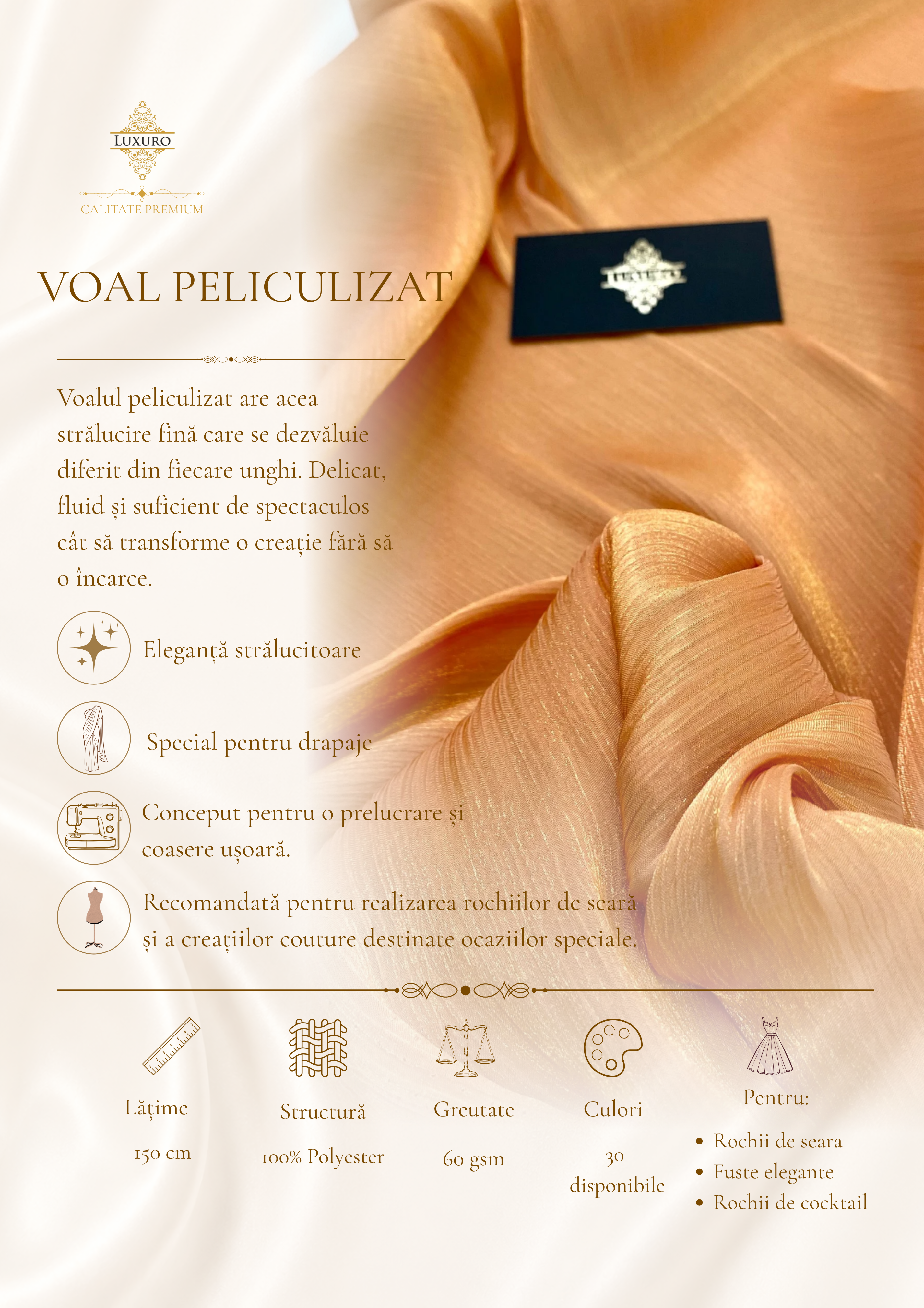Voal Peliculizat Creponat Portocaliu Ars
