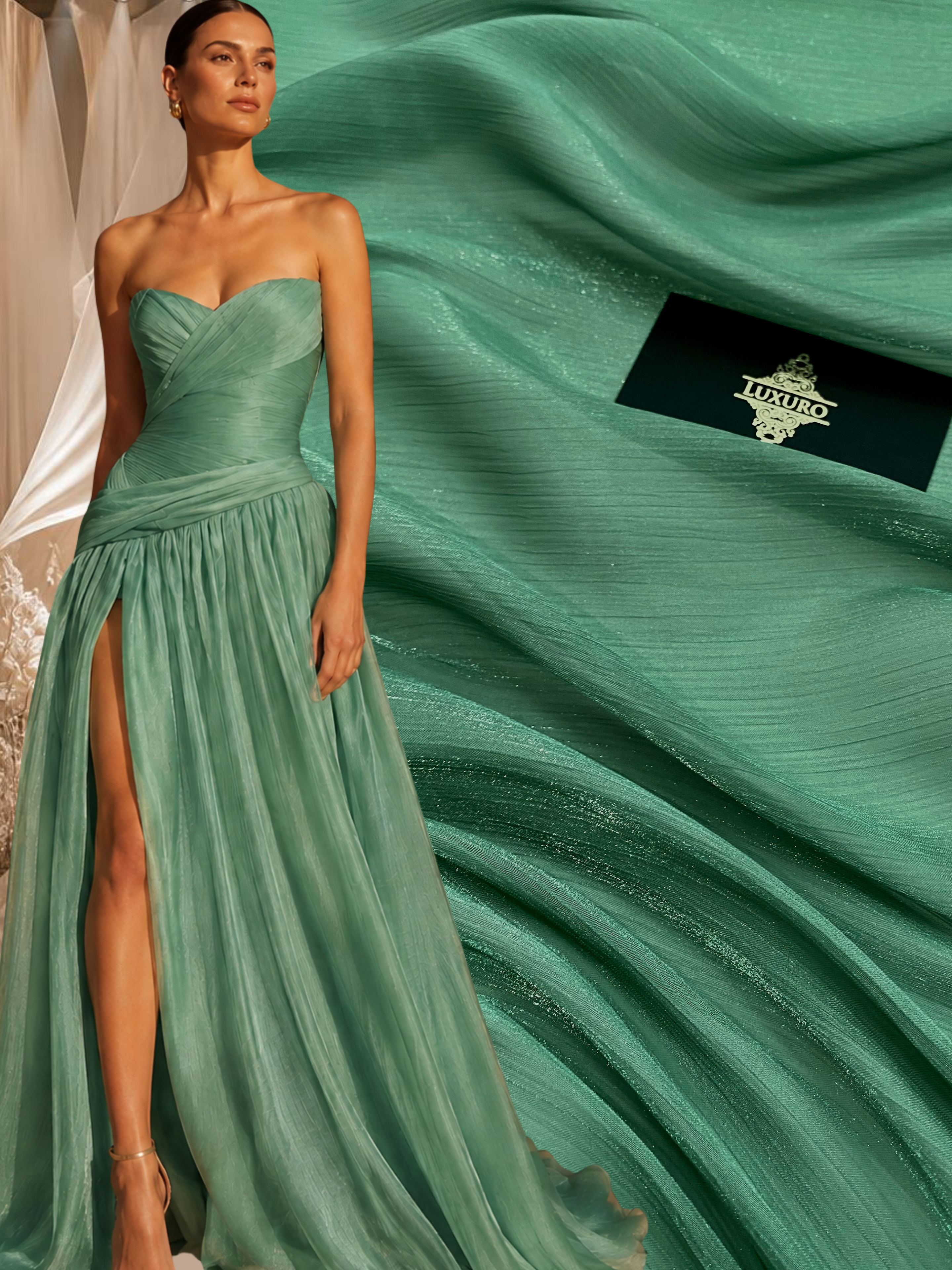 Voal Peliculizat Creponat Verde Pin