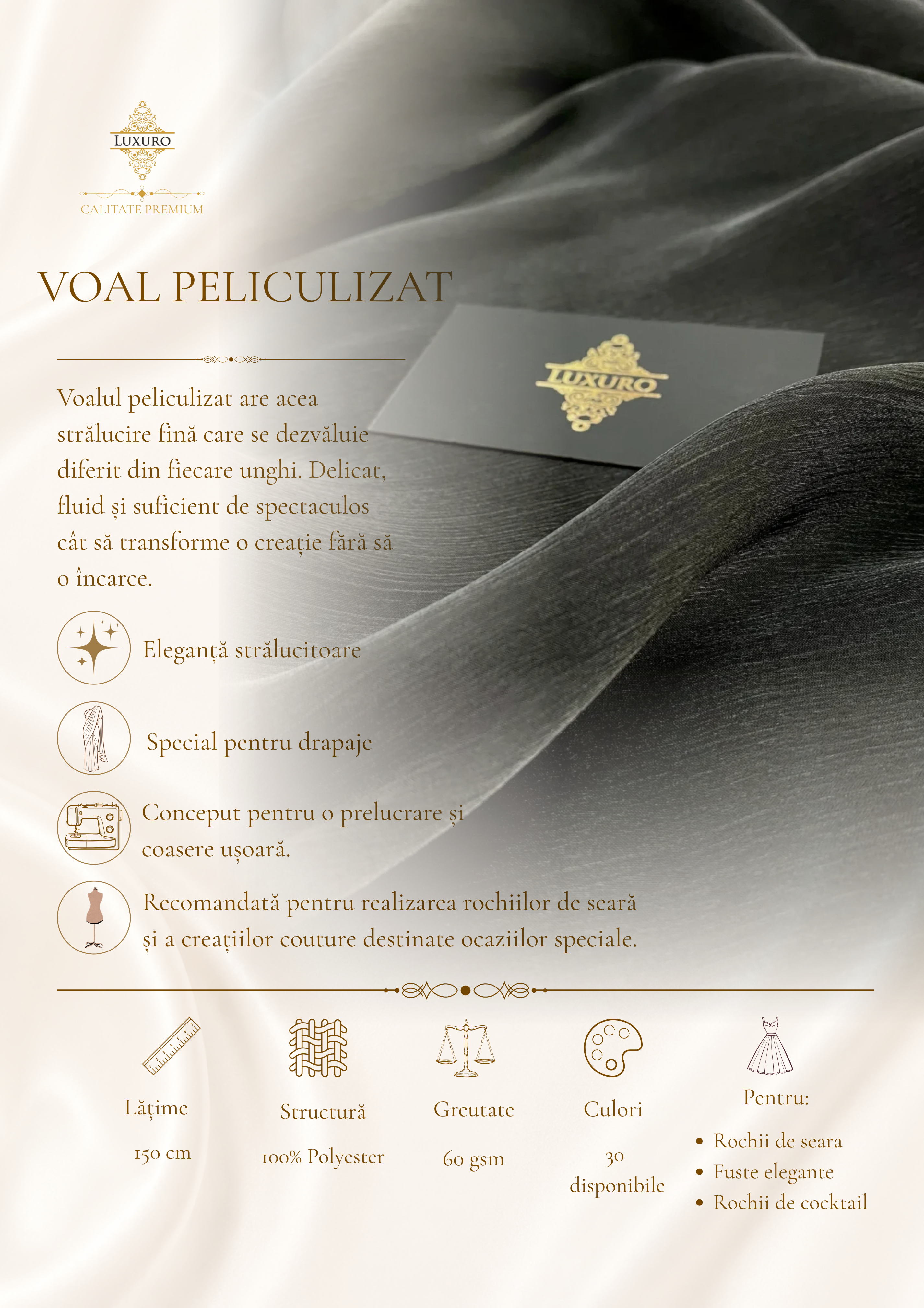 Fekete krepp fóliázott fátyol