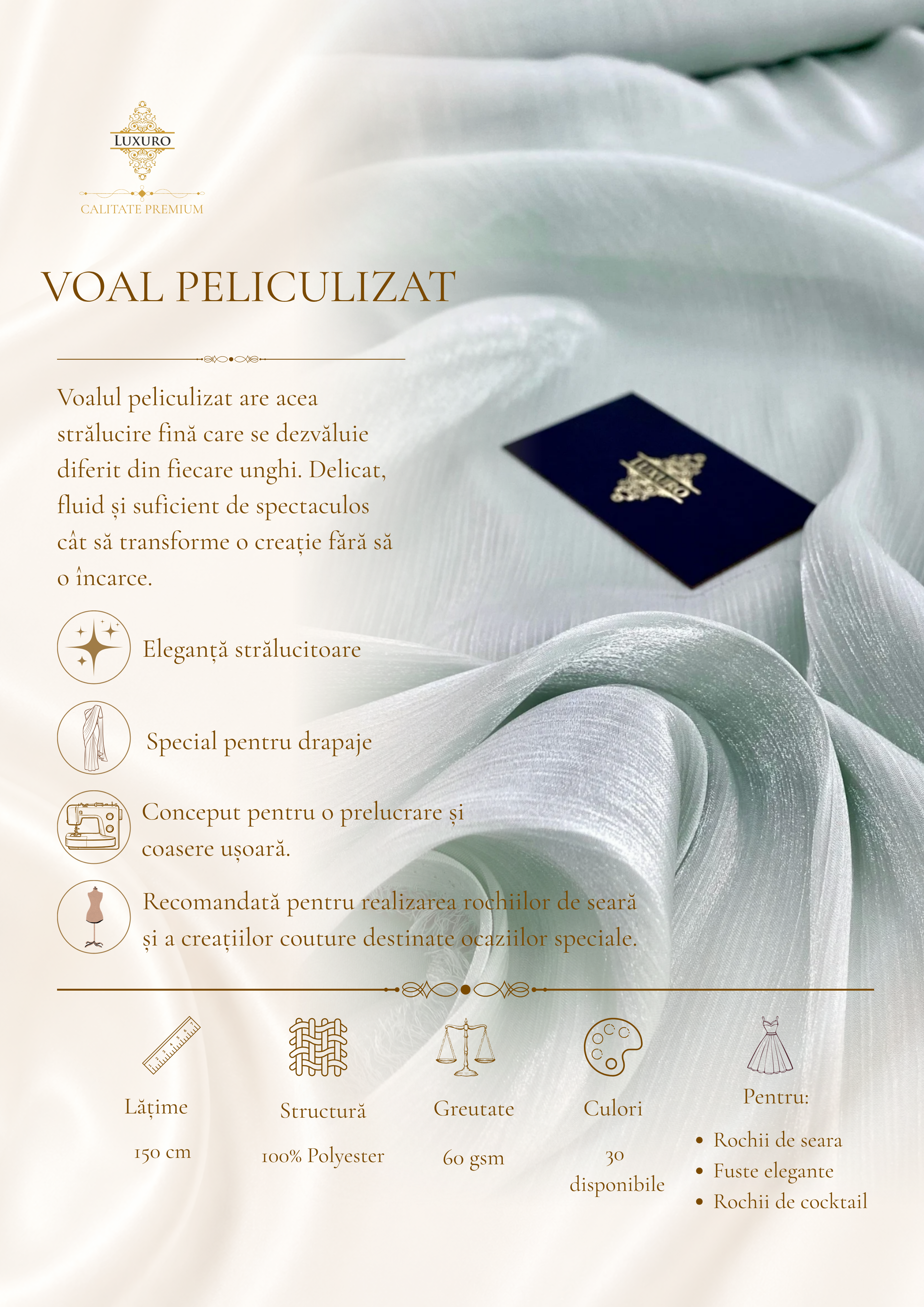 Voal Peliculizat Creponat Verde-ou-de-Rata