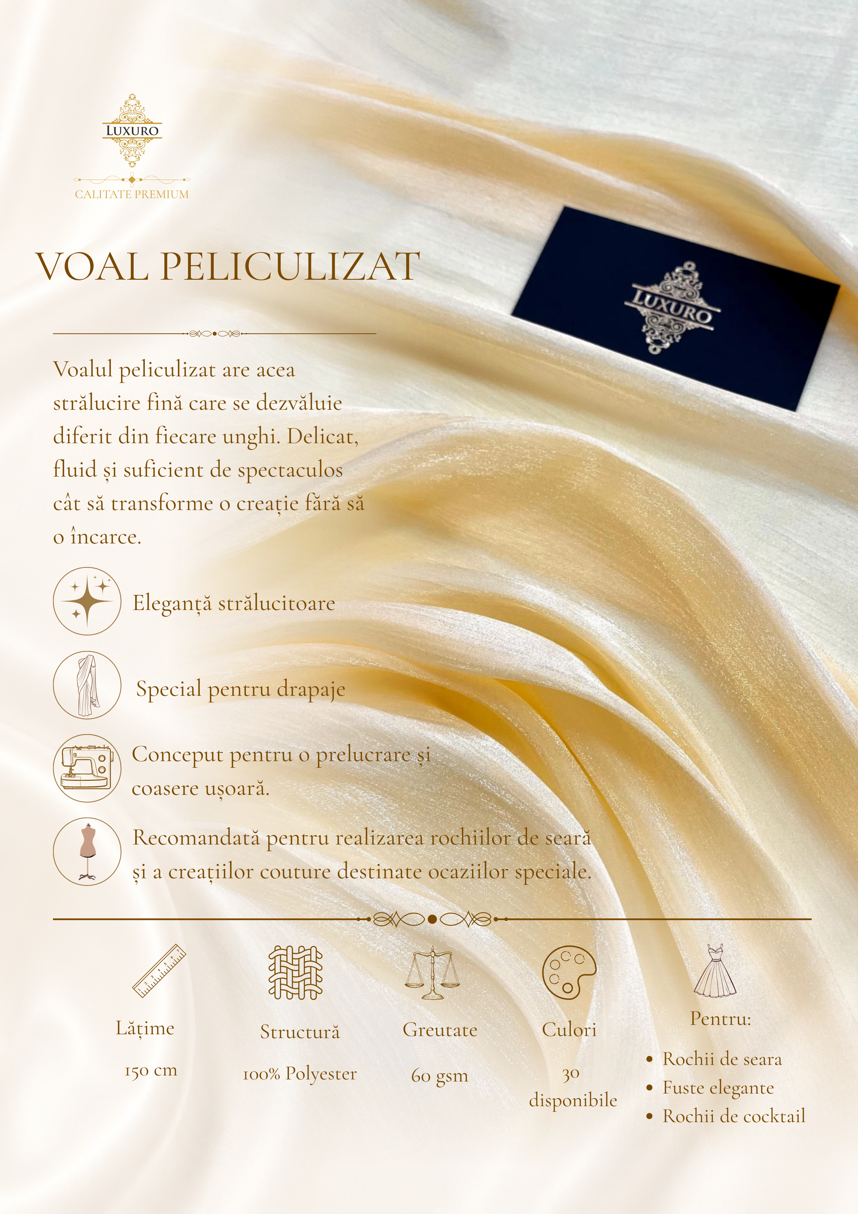 Voal Peliculizat Creponat Galben