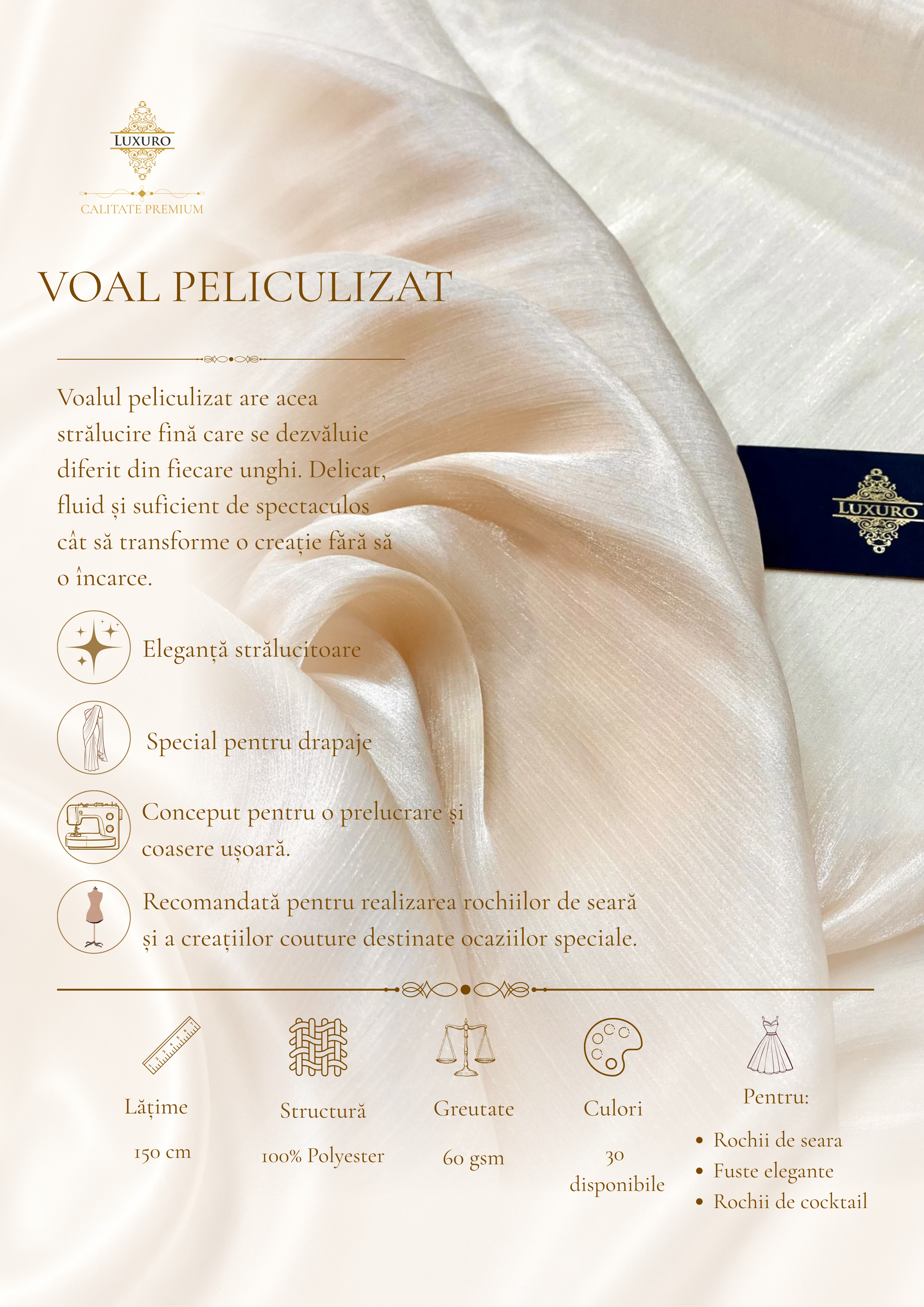 Voal Peliculizat Creponat Nude