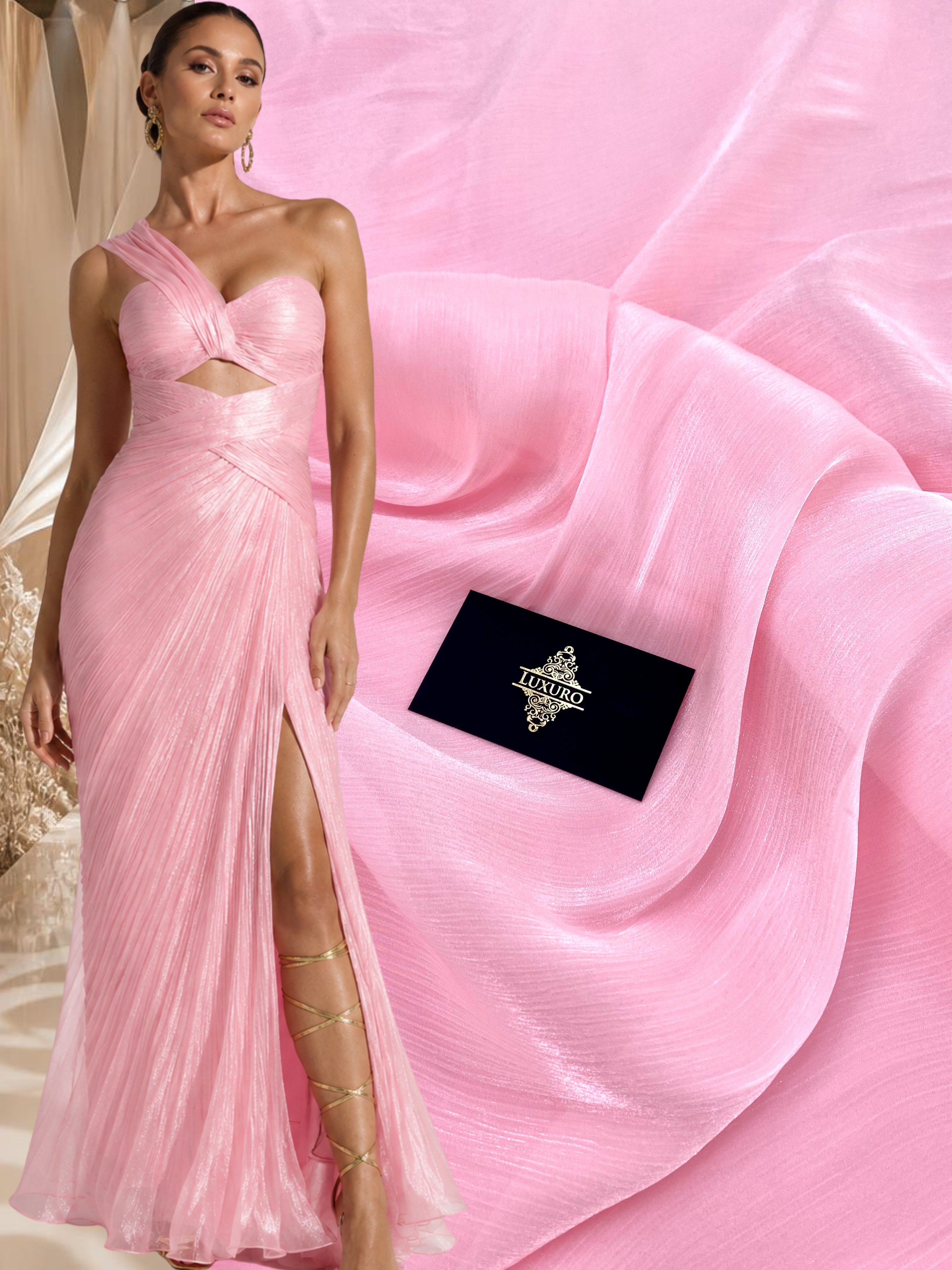 Pink Crepe Filmed Veil