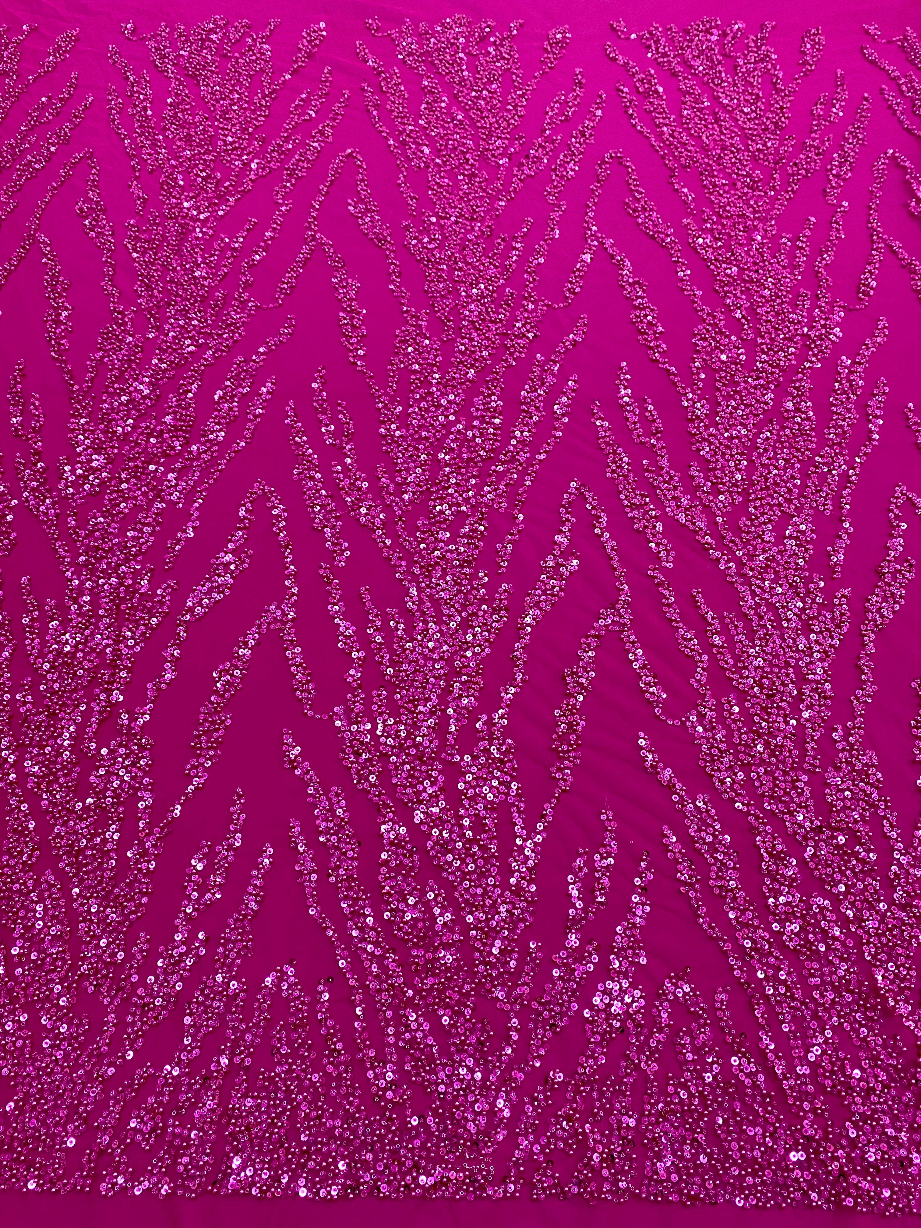 Silver Lace with Linear Pattern, with Pearls and Sequins