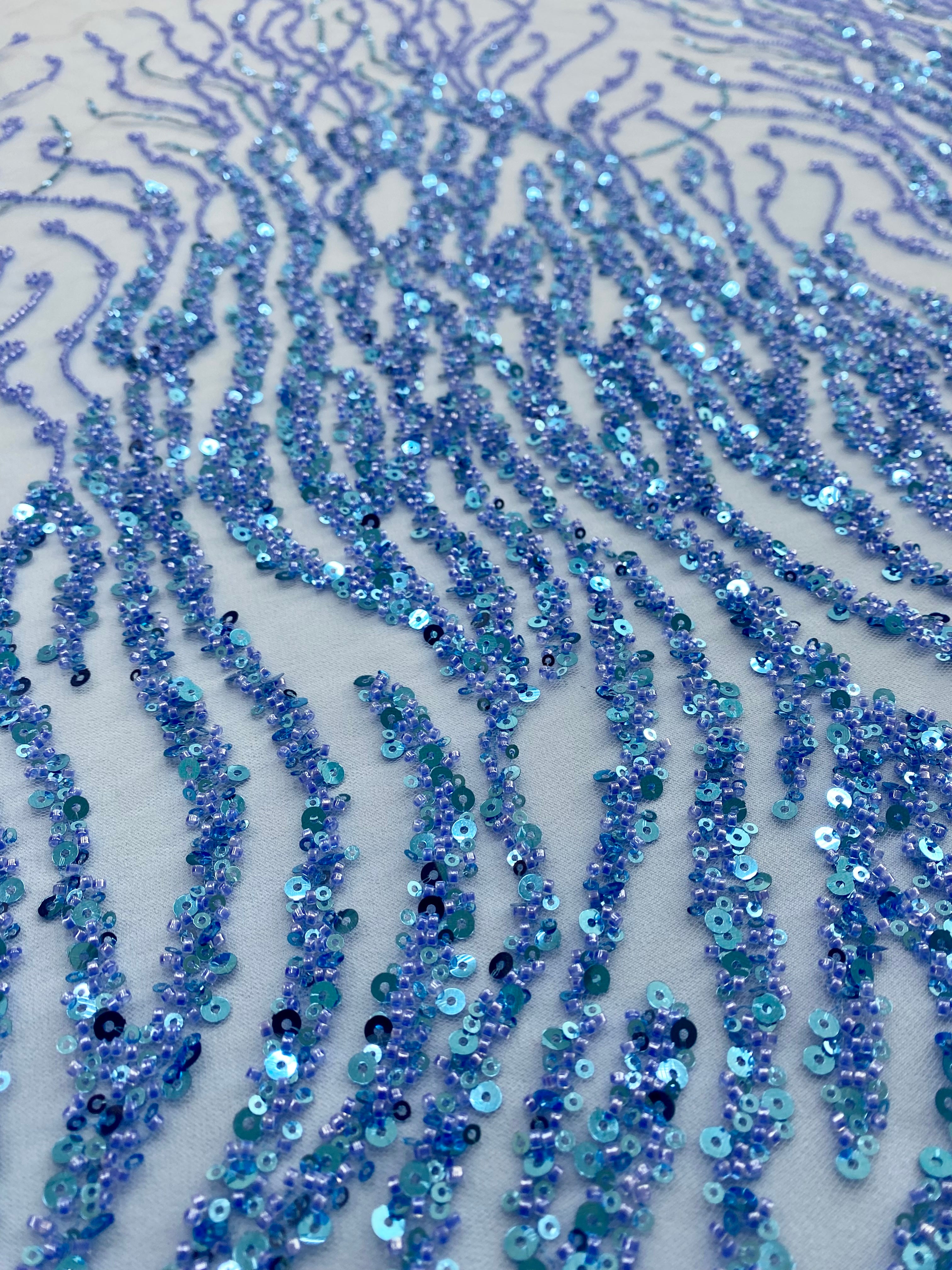 Silver Lace with Strings, Beads and Sequins