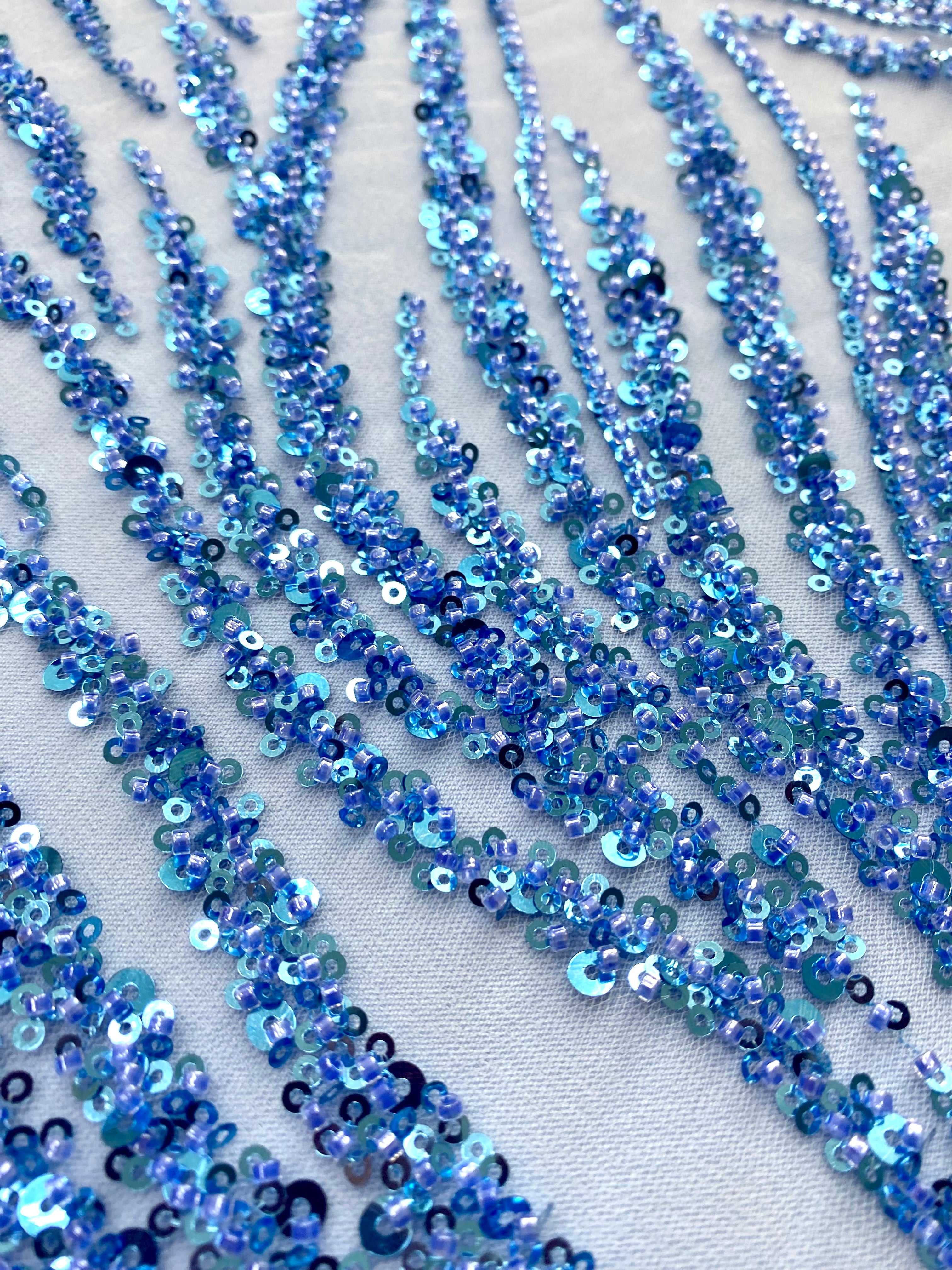 Silver Lace with Strings, Beads and Sequins