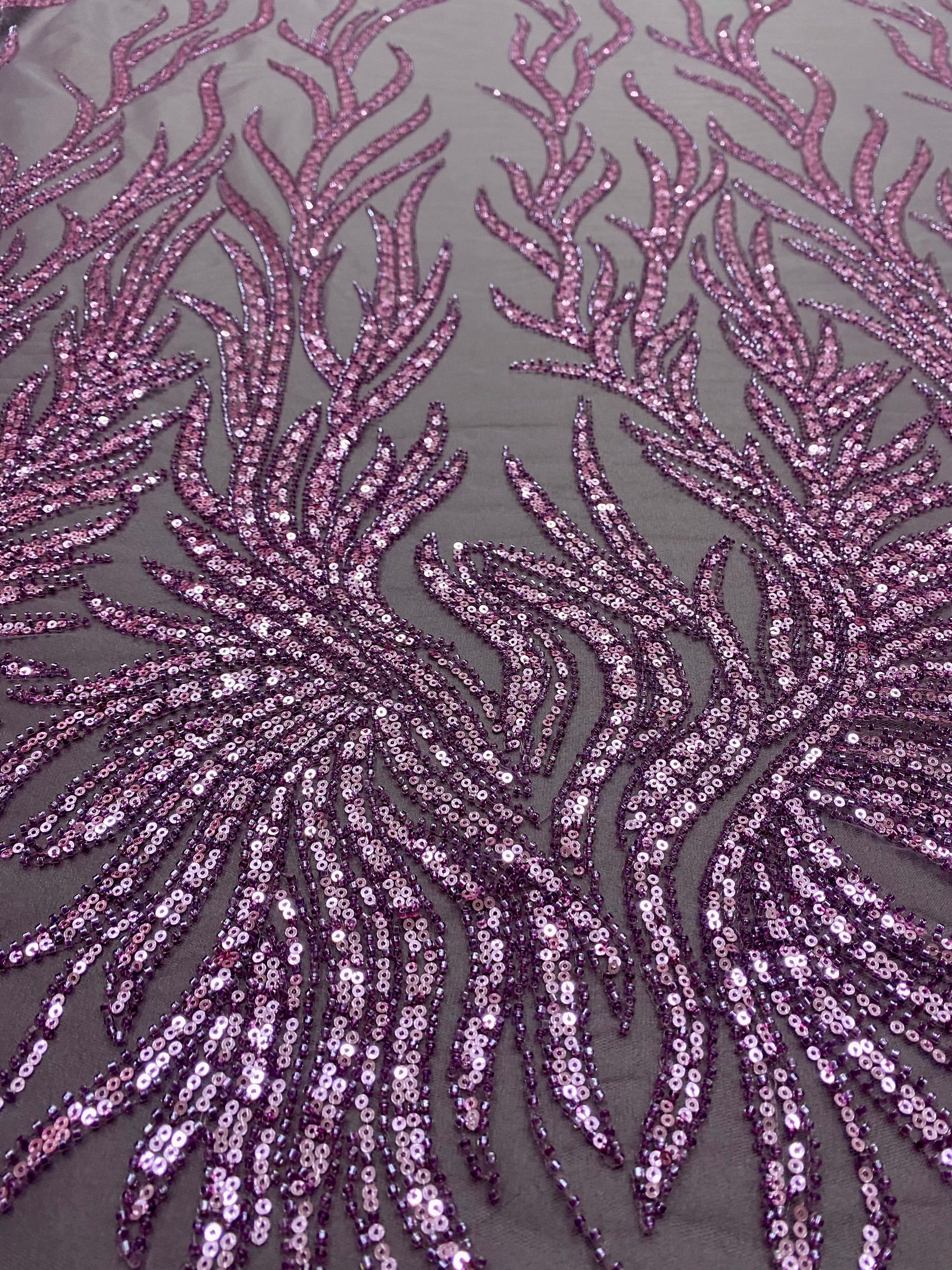 Silver Lace with Linear Pattern, with Pearls and Sequins