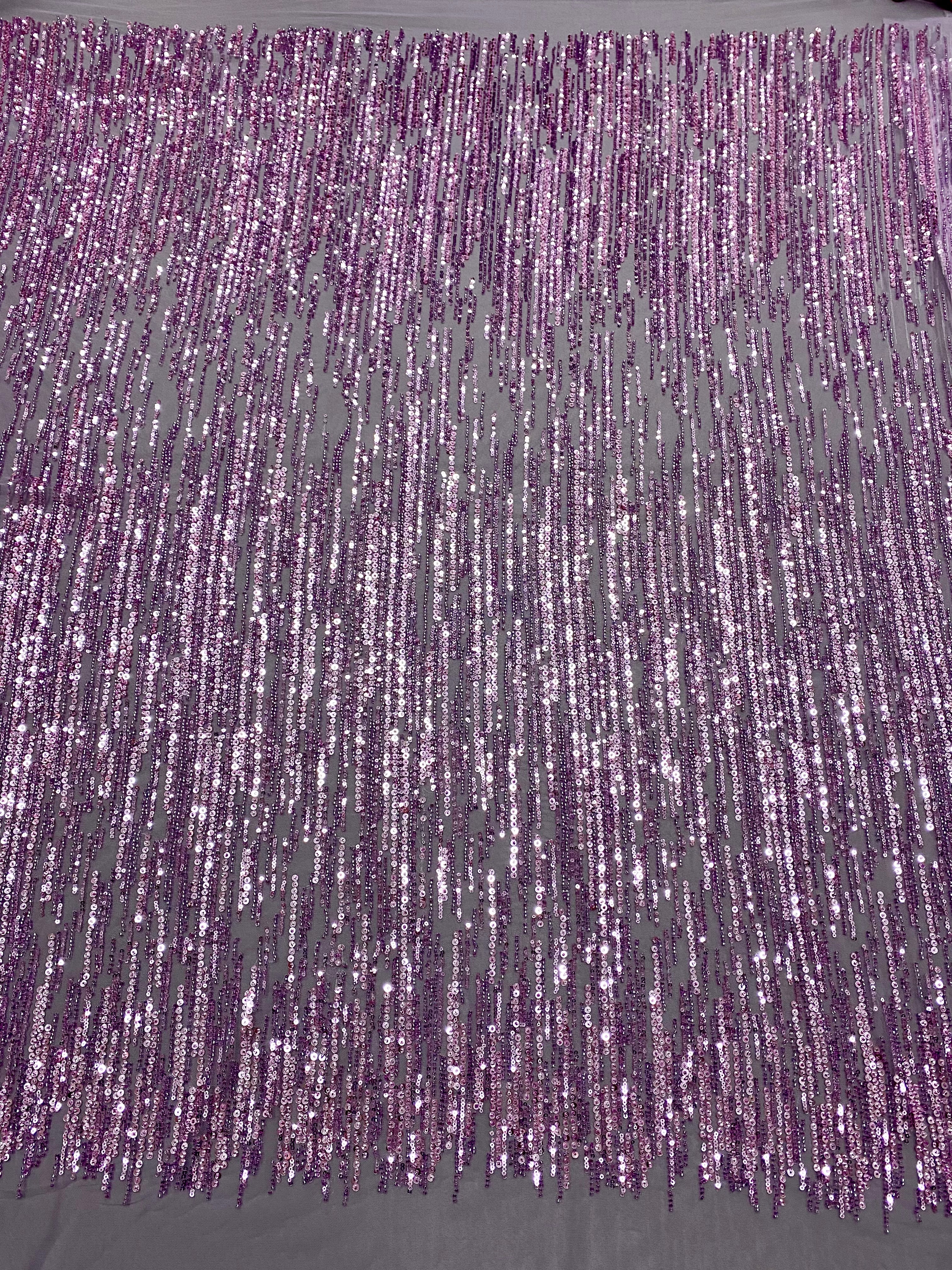 Dantela Couture Lavanda Pudrata cu Model Liniar, cu Margele si Paiete