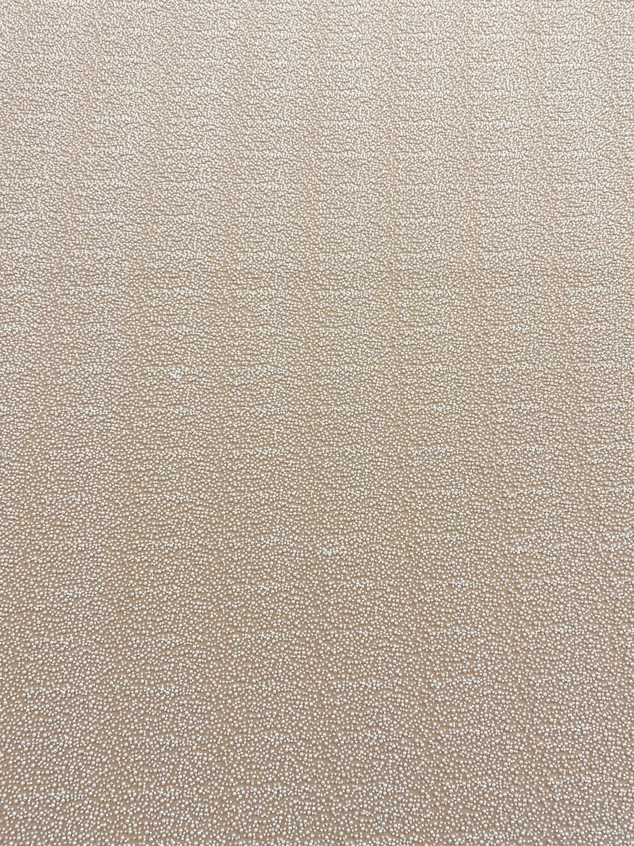 Dantela Couture Ivory cu Model General, cu Perle si Margele