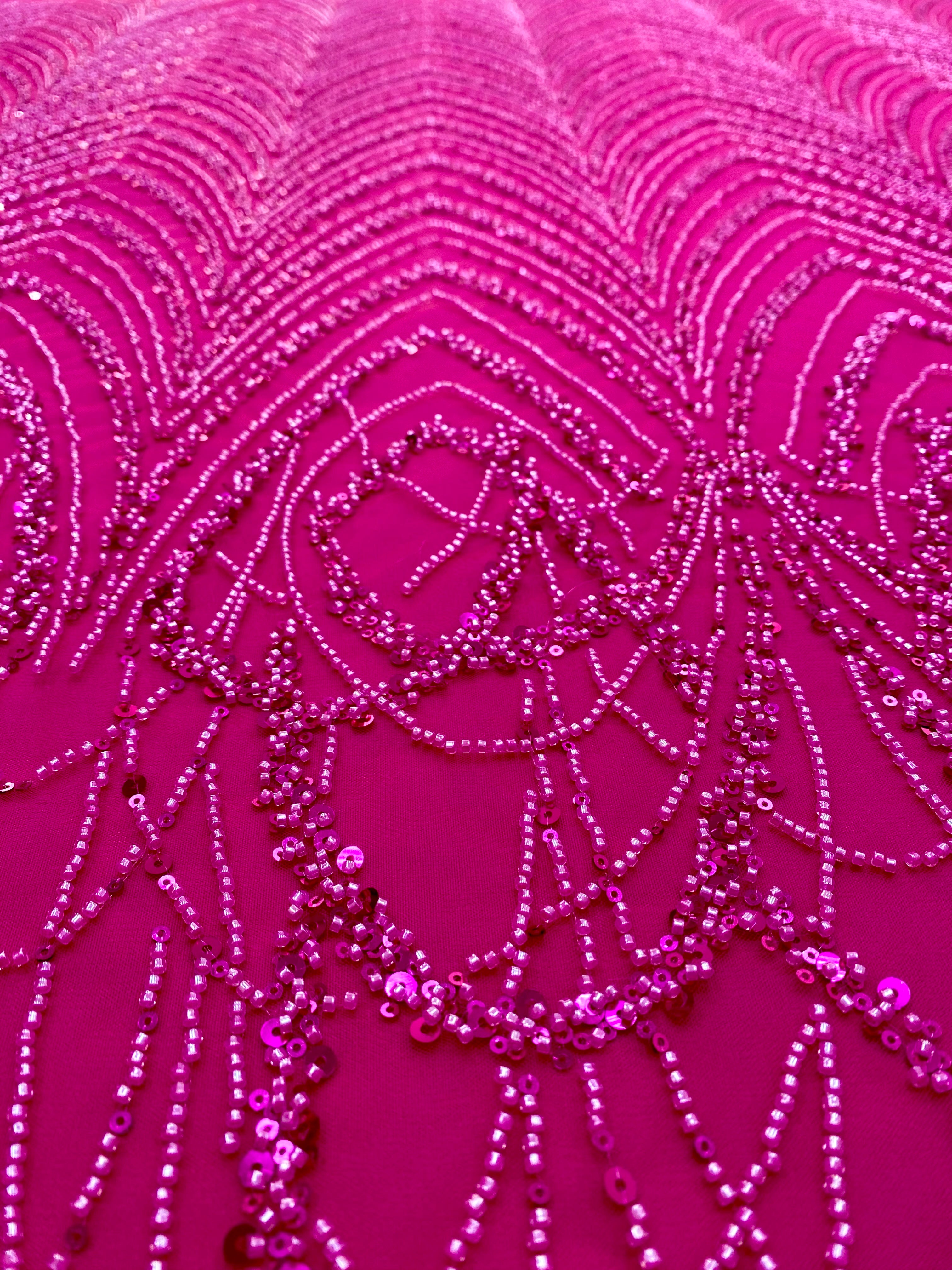 Black Couture Lace, with Beads and Sequins 