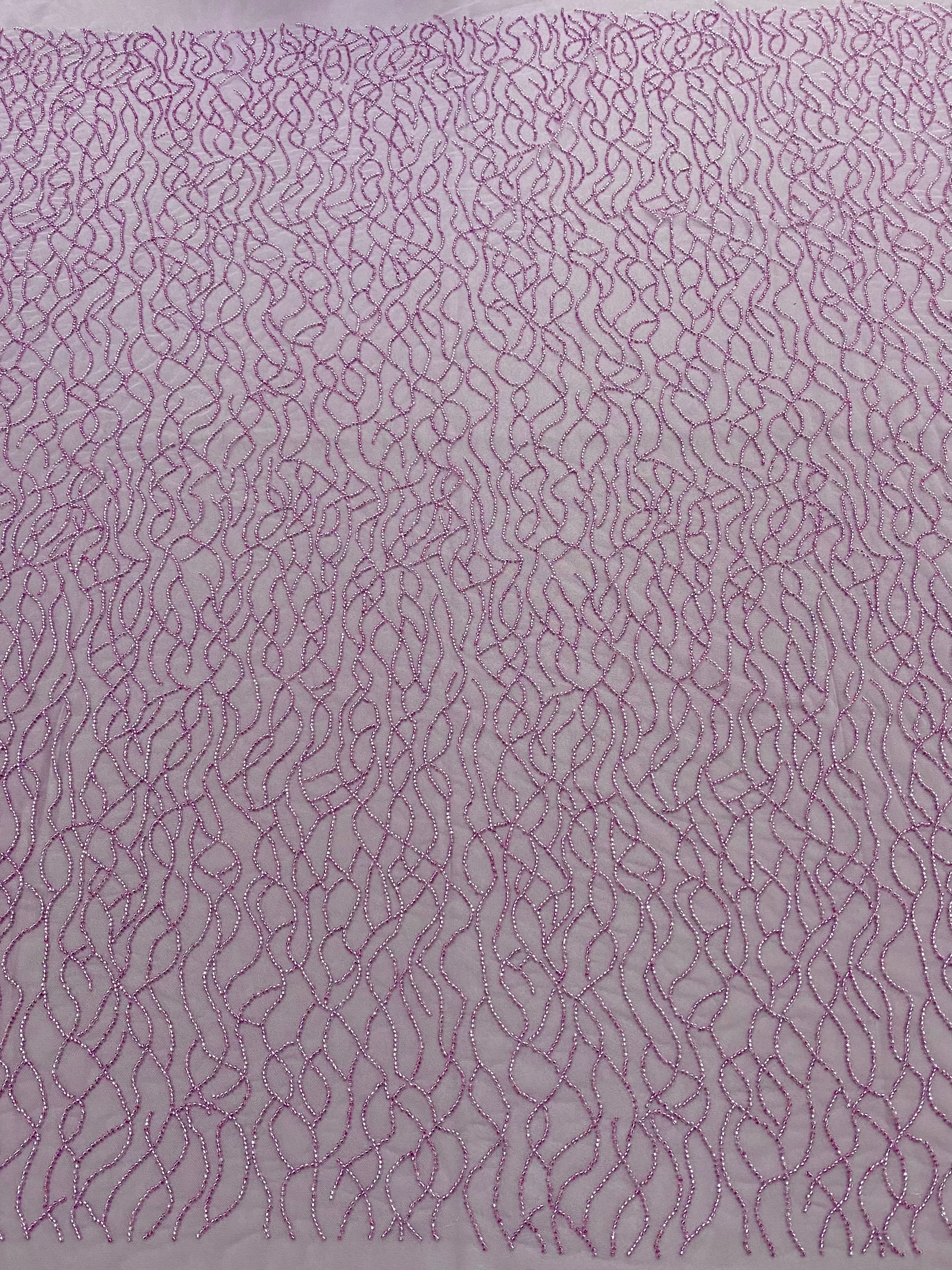 Dantela Couture Lavanda Pudrata cu Siraguri din Margele