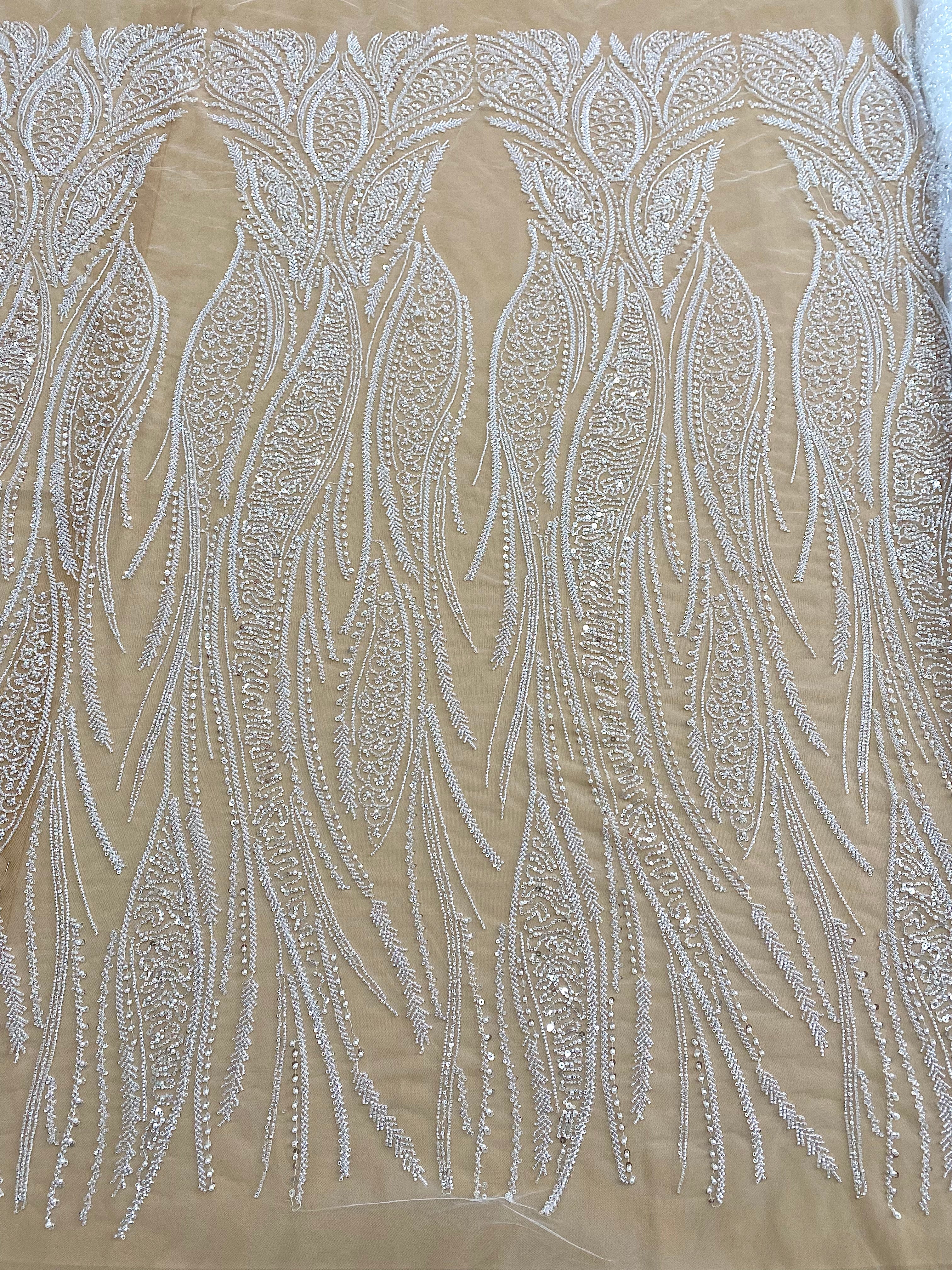 Dantela Couture Diamond cu Panou cu Perle, Margele si Paiete