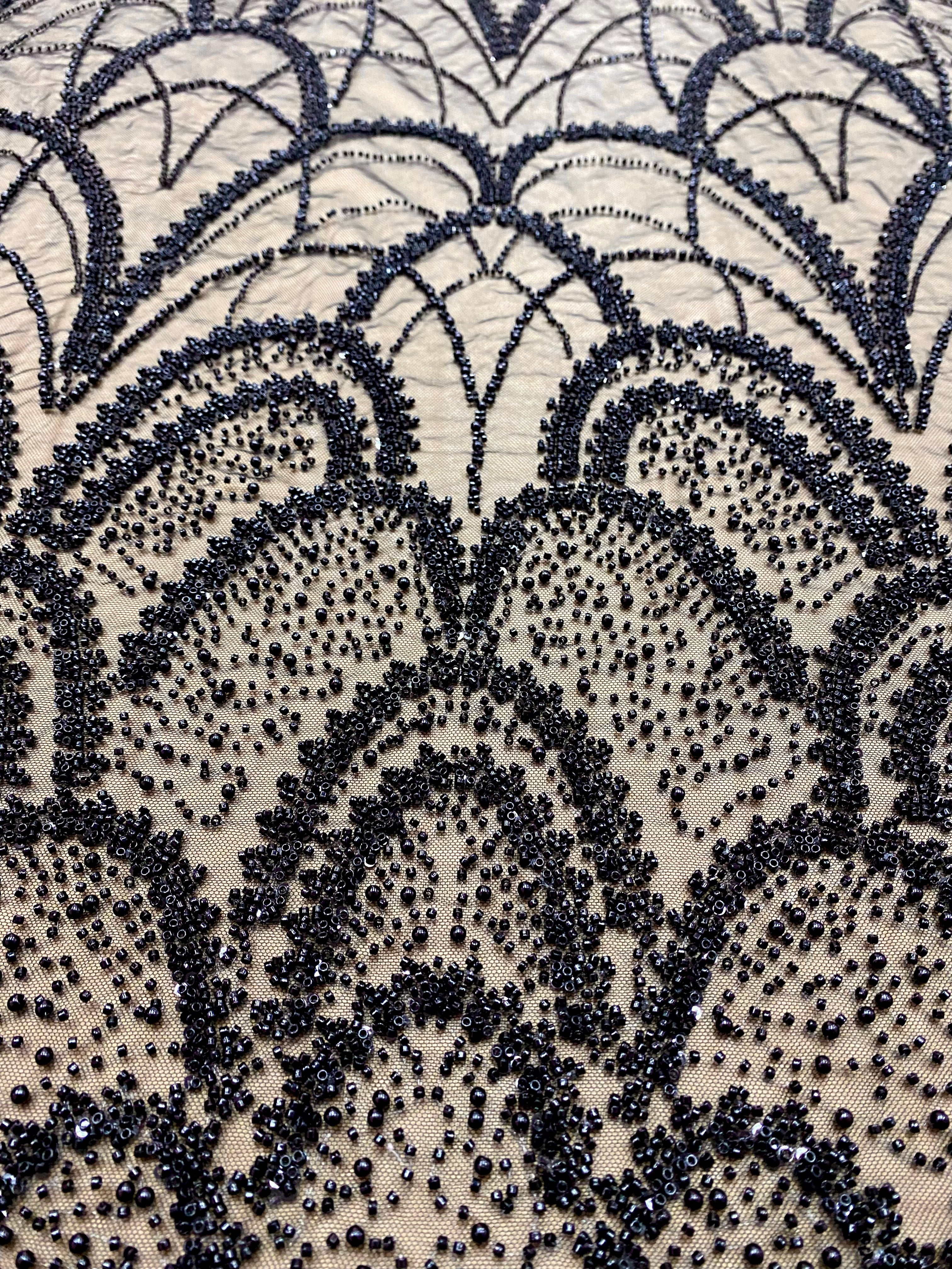 Silver Lace with Strings, Beads and Sequins