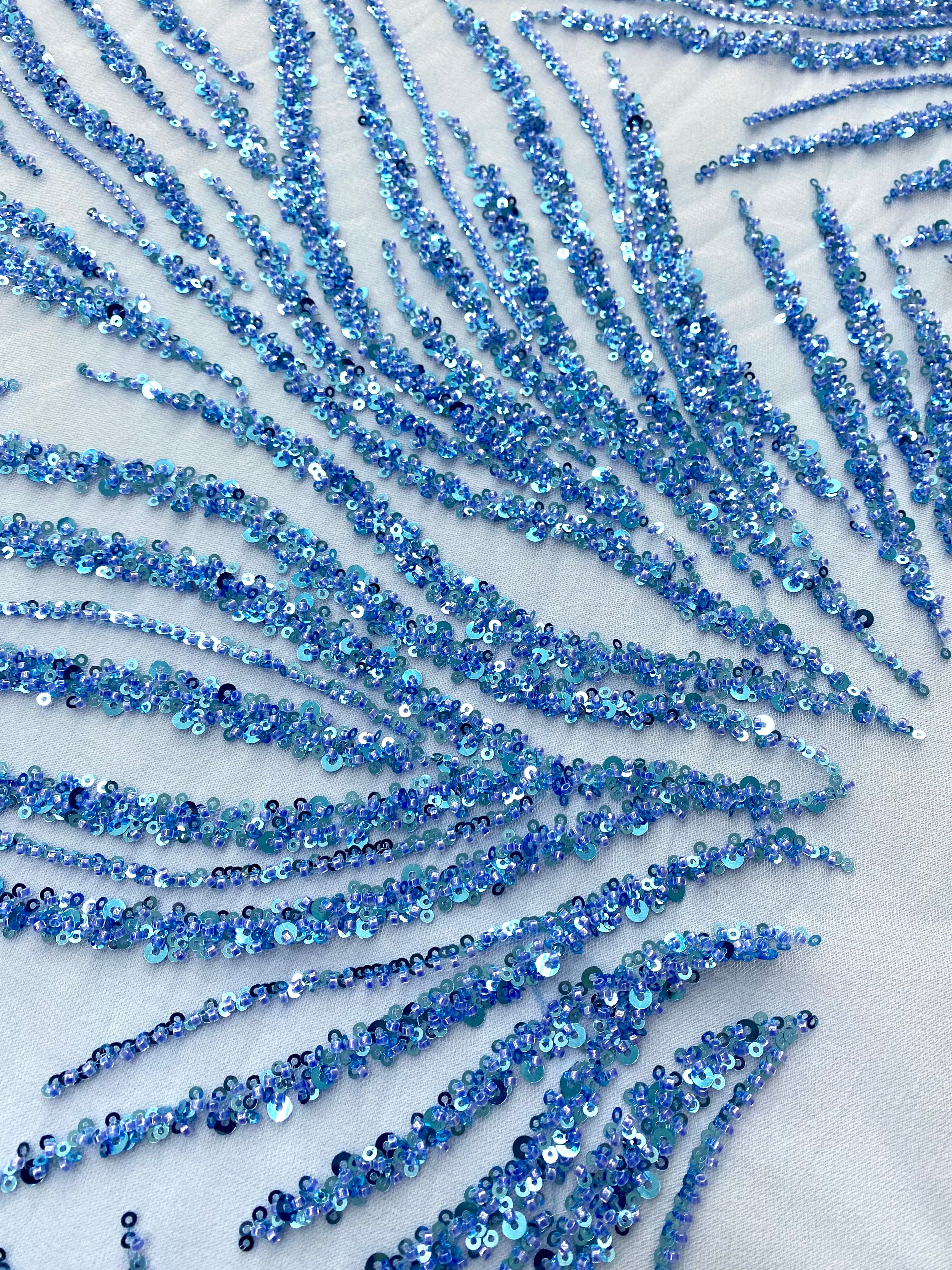 Silver Lace with Strings, Beads and Sequins