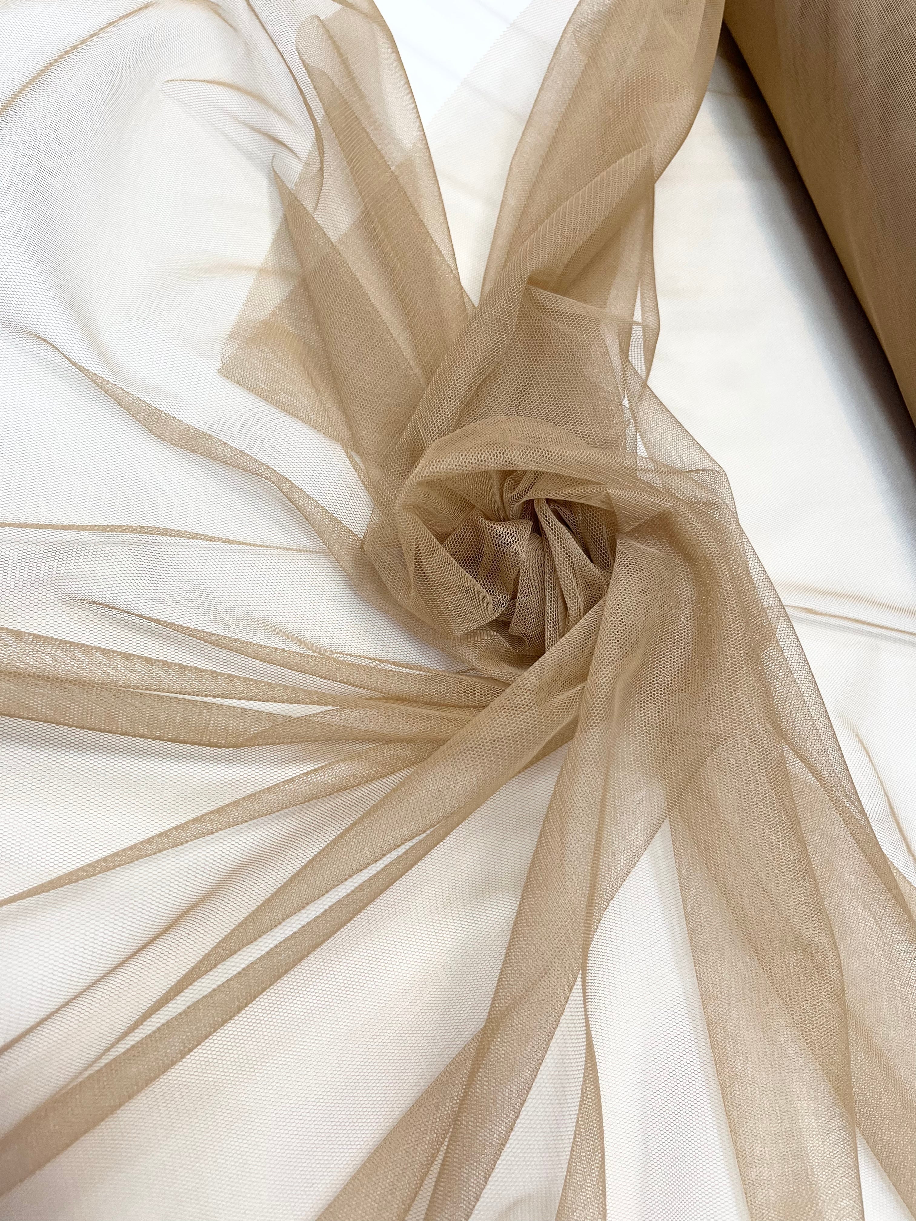 Tulle Elastic Nude Inchis - 1.5 m Latime