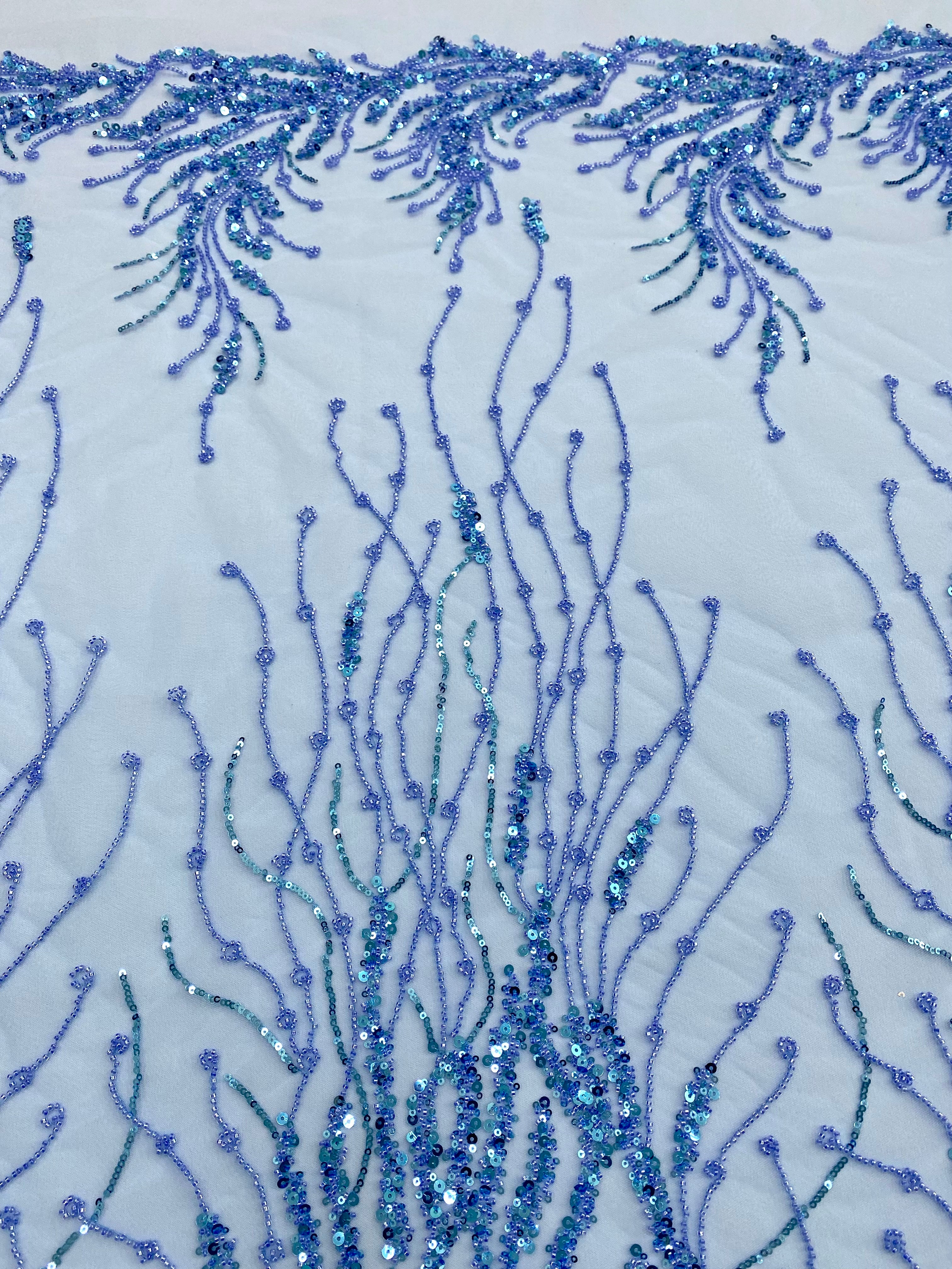 Silver Lace with Strings, Beads and Sequins