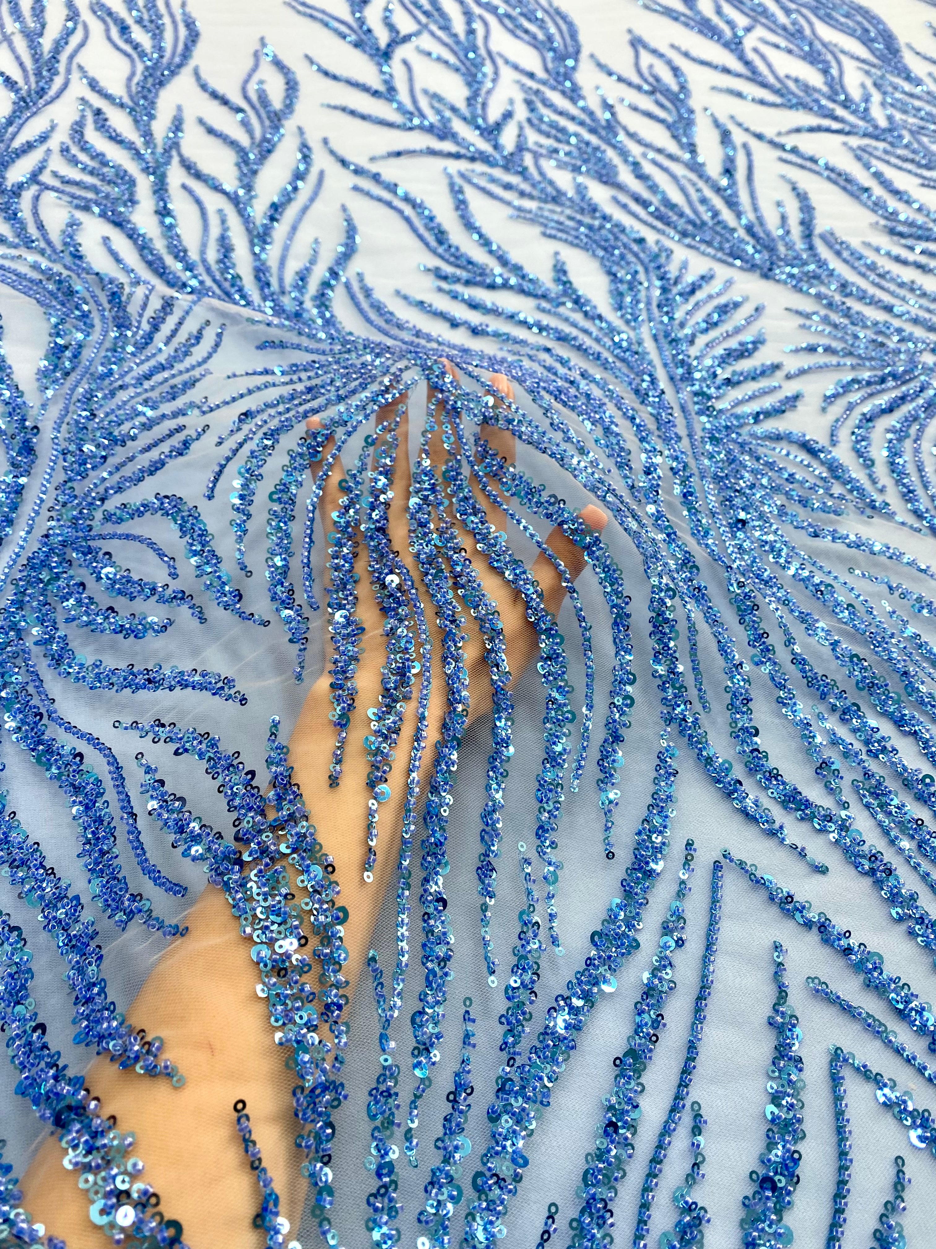 Silver Lace with Strings, Beads and Sequins