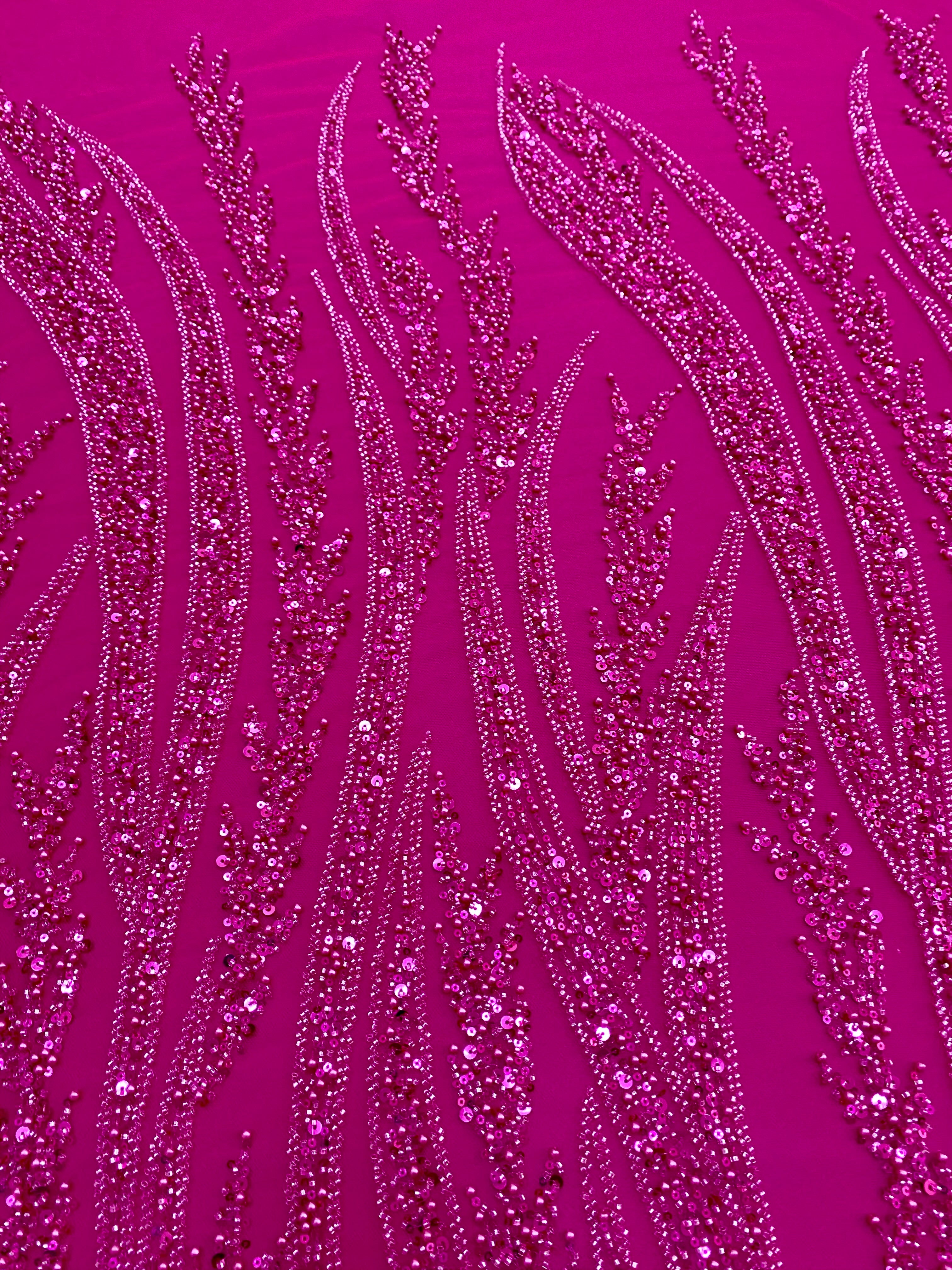 Silver Lace with Linear Pattern, with Pearls and Sequins