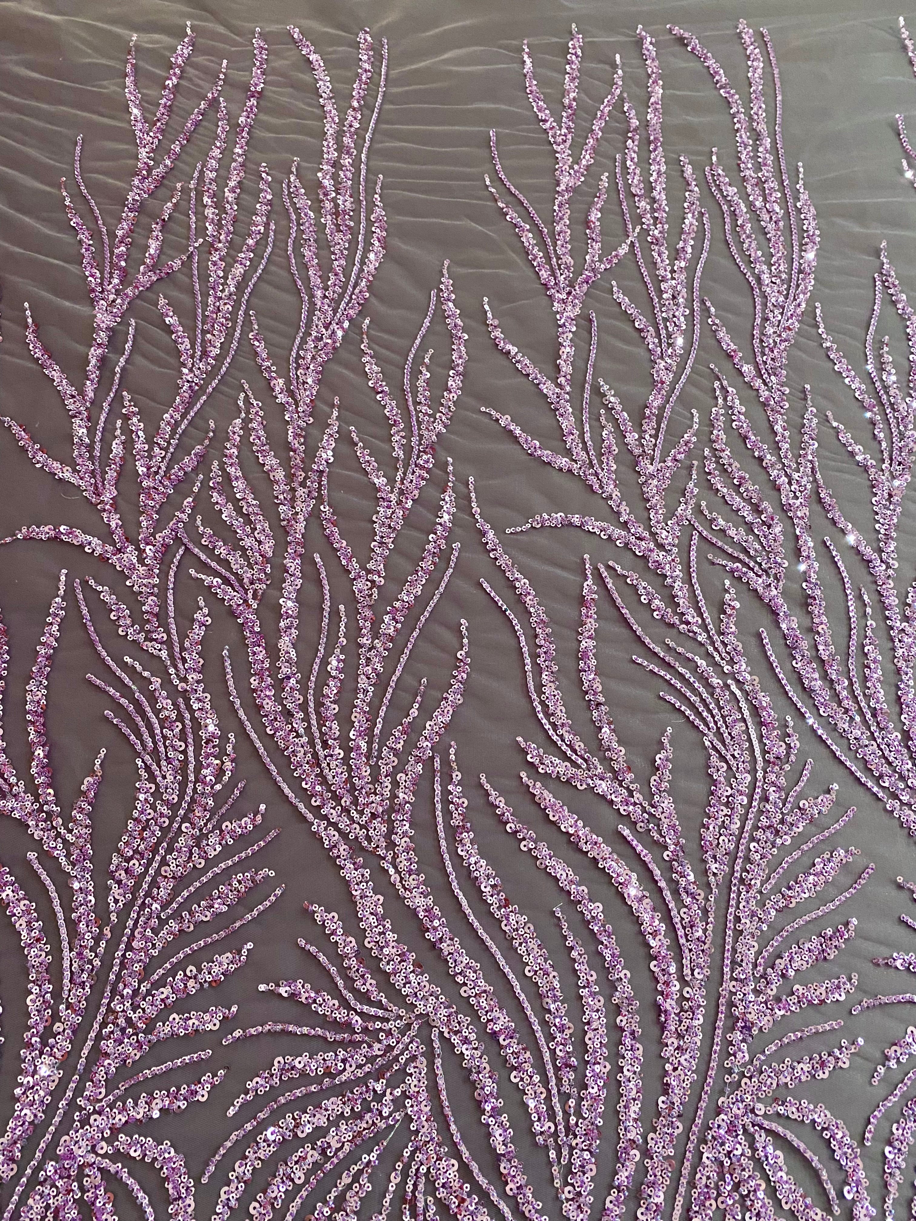 Powder Couture Lace with Strings, Beads and Sequins