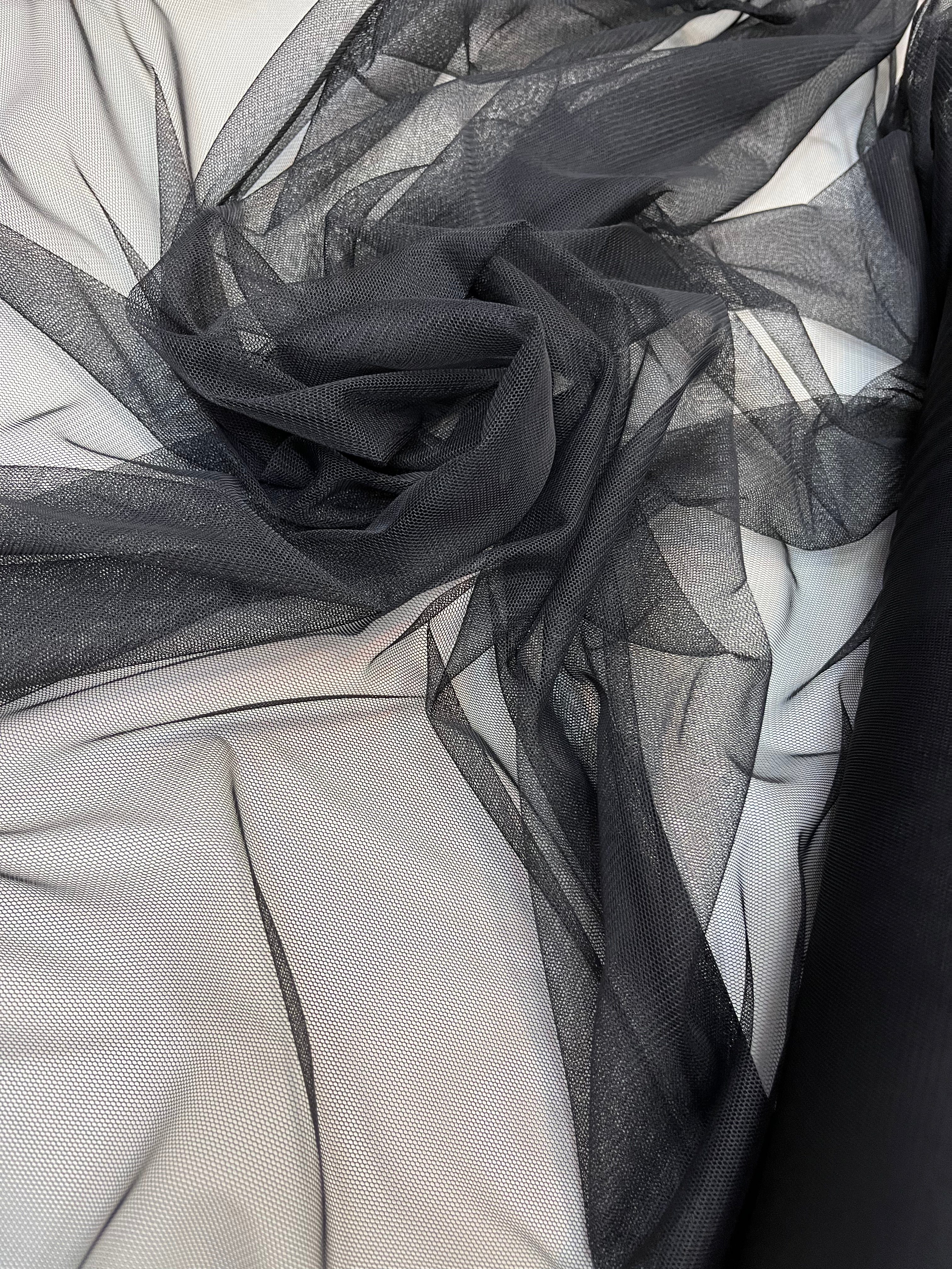Tulle Elastic Negru - 1.5 m Latime