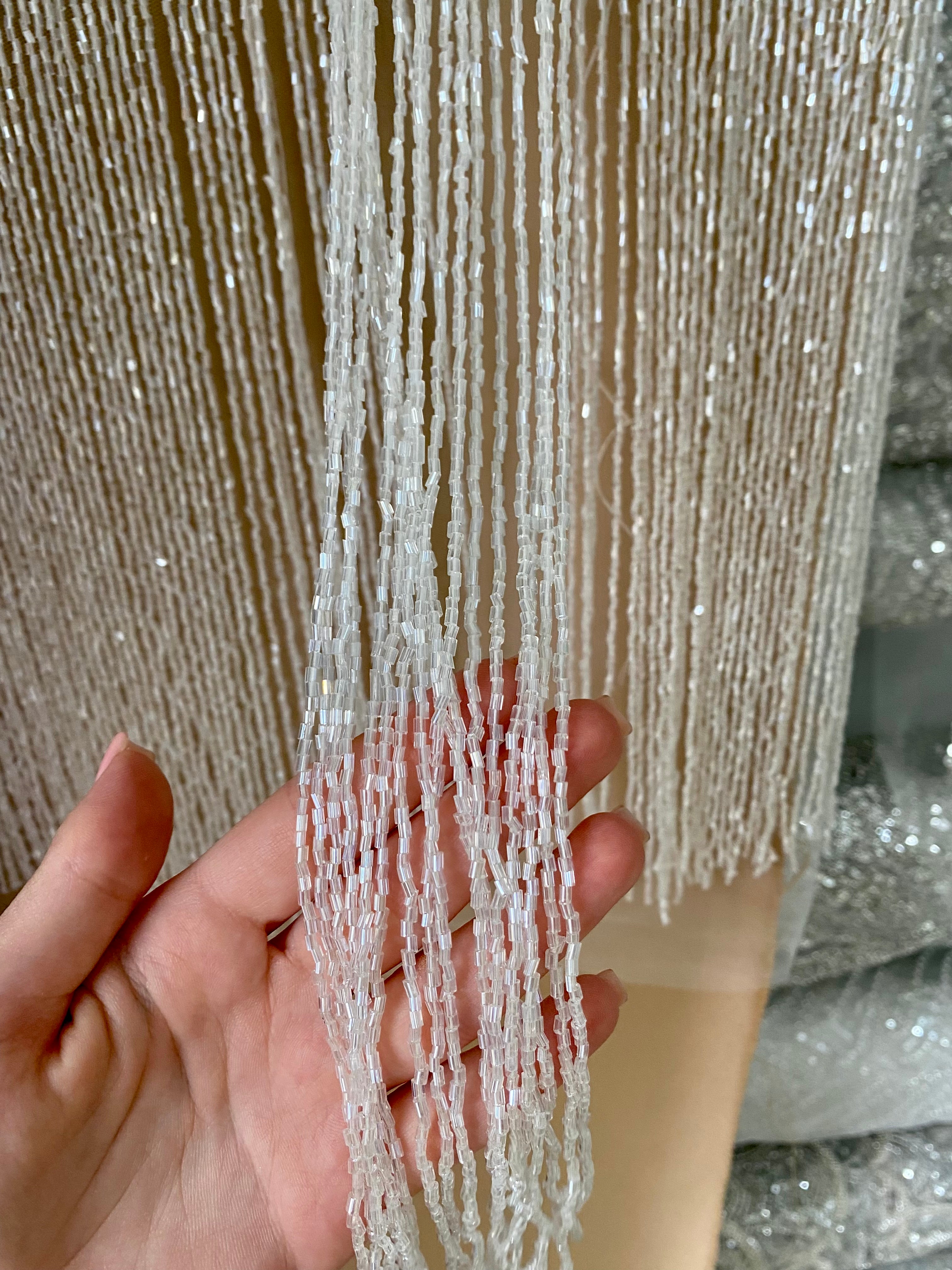 Franjuri Ivory din Margele de Sticla - 40 cm lungime