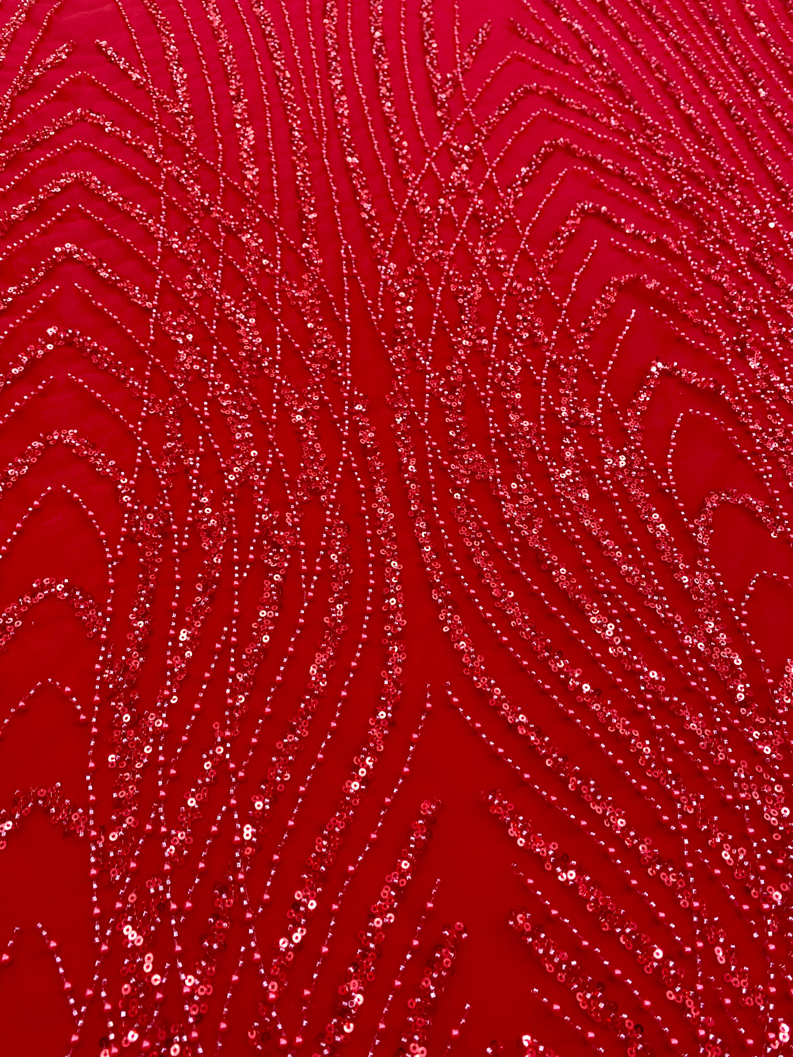 Silver Lace with Strings, Beads and Sequins