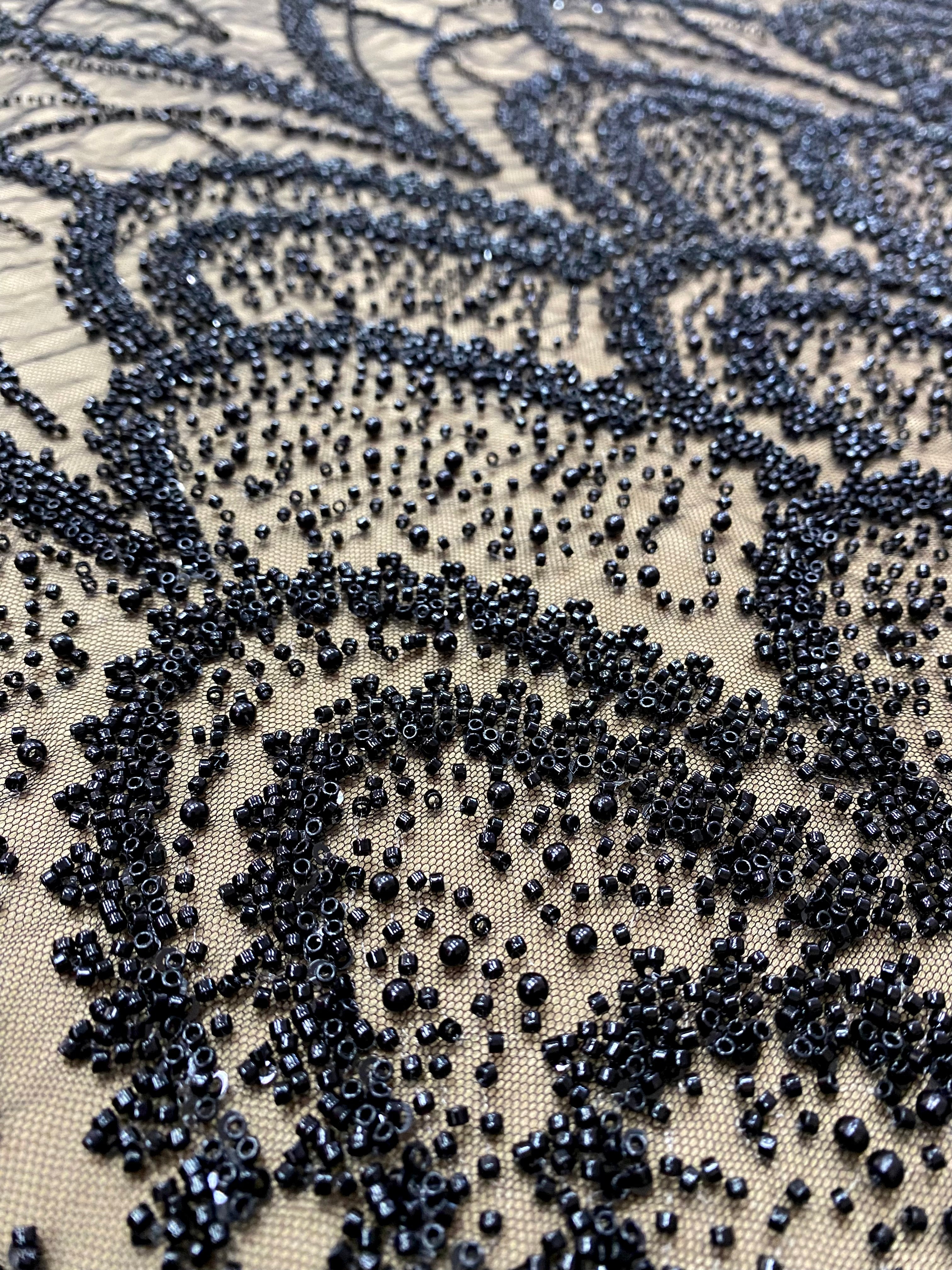Silver Lace with Strings, Beads and Sequins