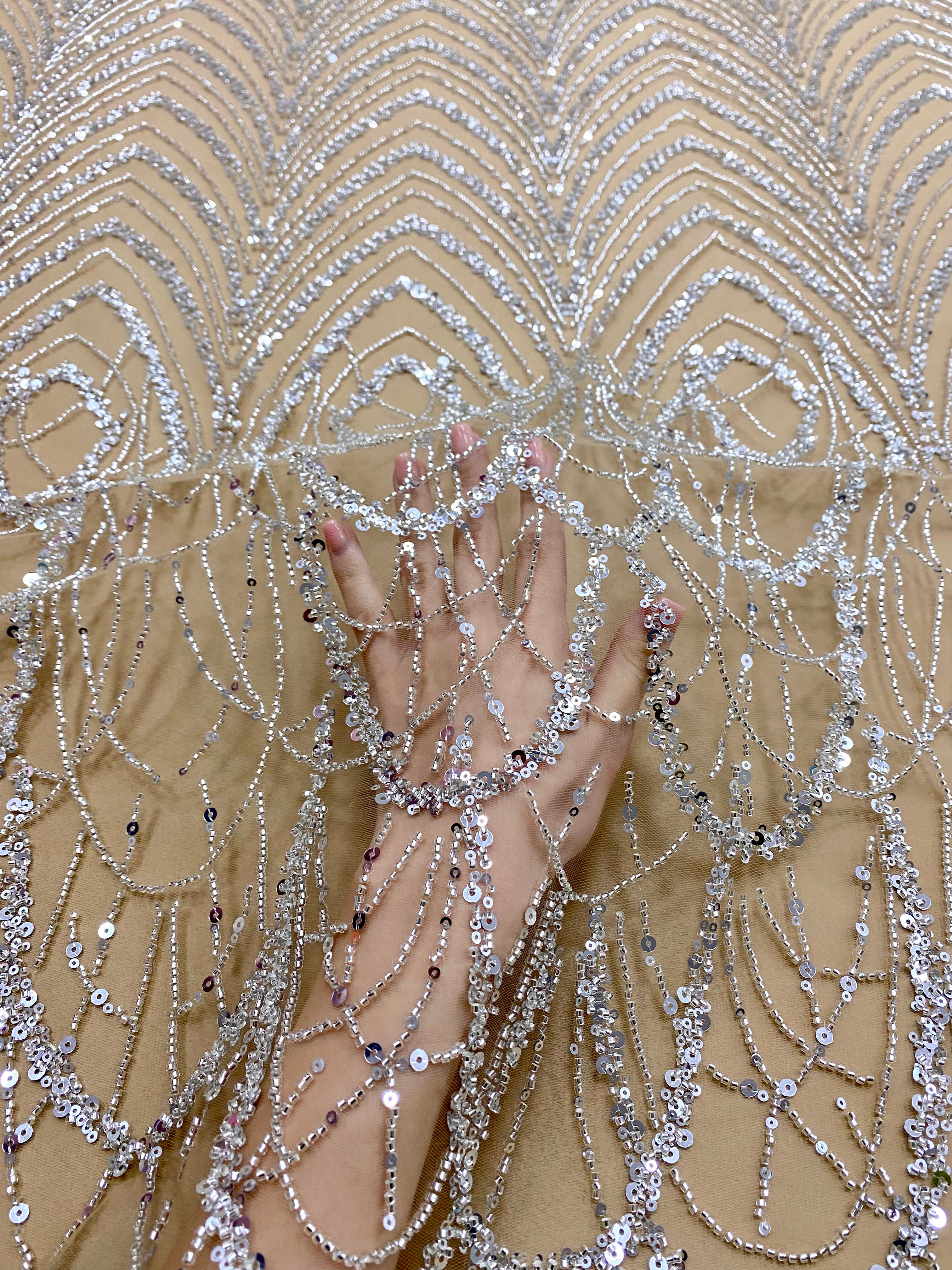 Black Couture Lace, with Beads and Sequins 