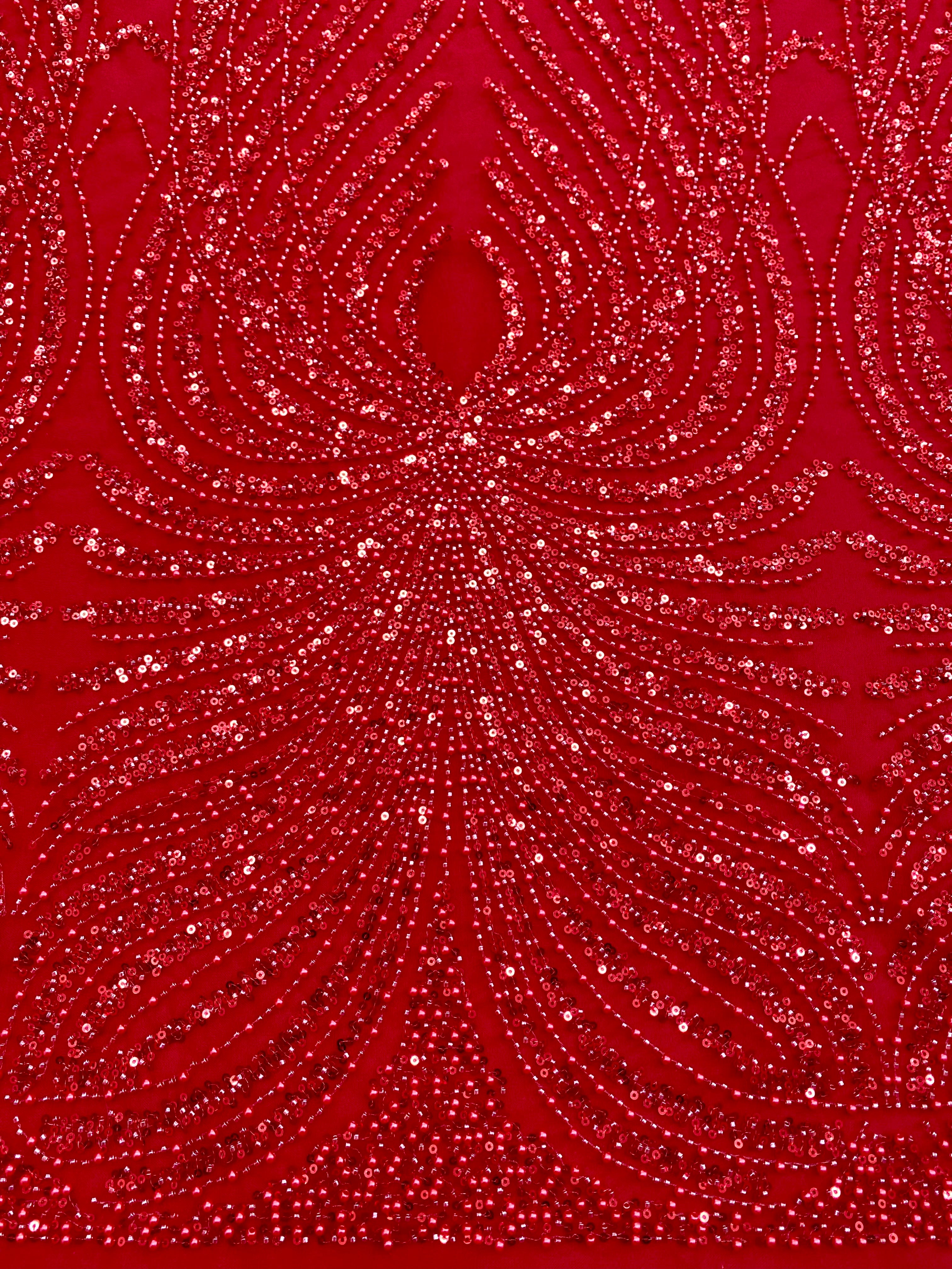 Silver Lace with Strings, Beads and Sequins