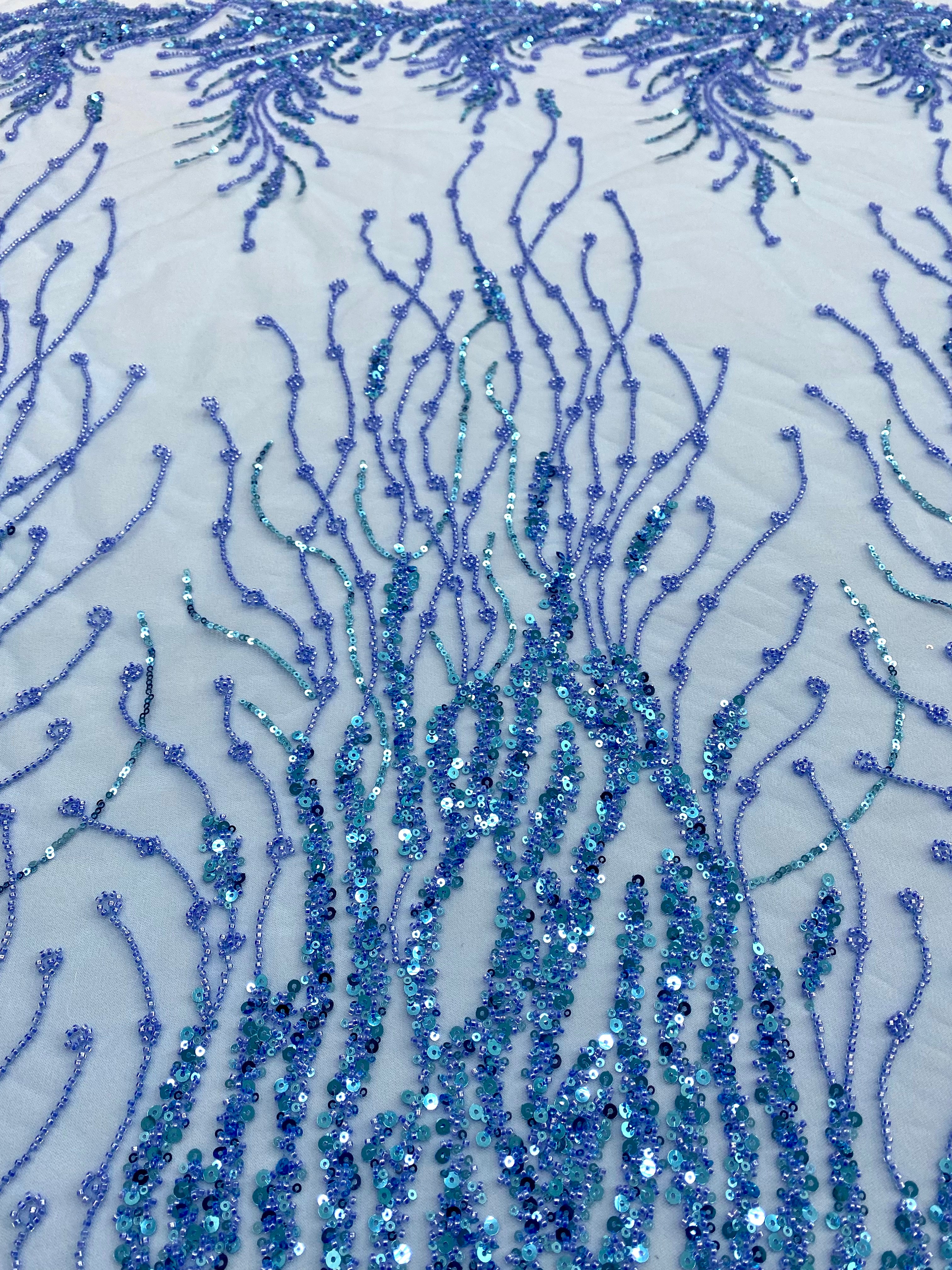 Silver Lace with Strings, Beads and Sequins