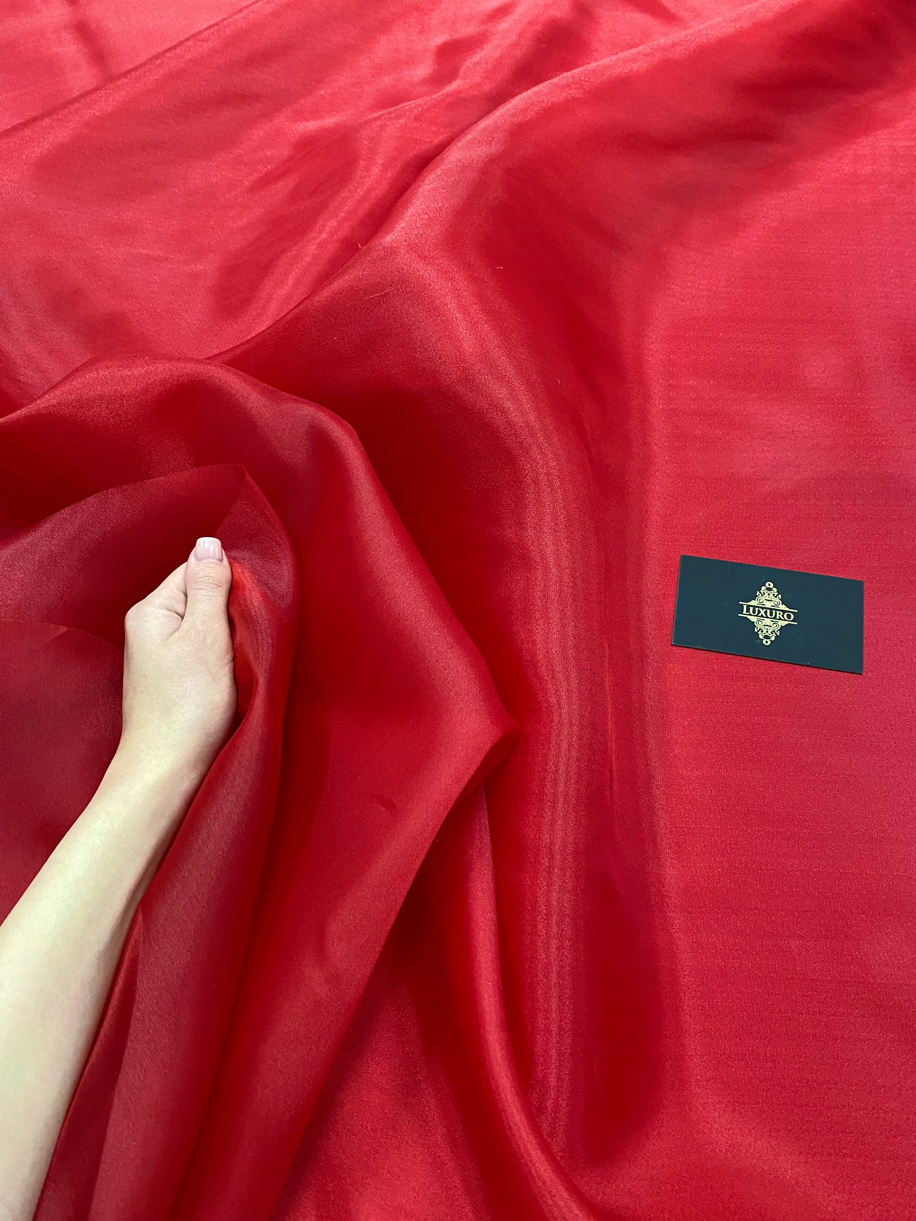 Organza Sidefata Rosu Aprins -  3 m Latime