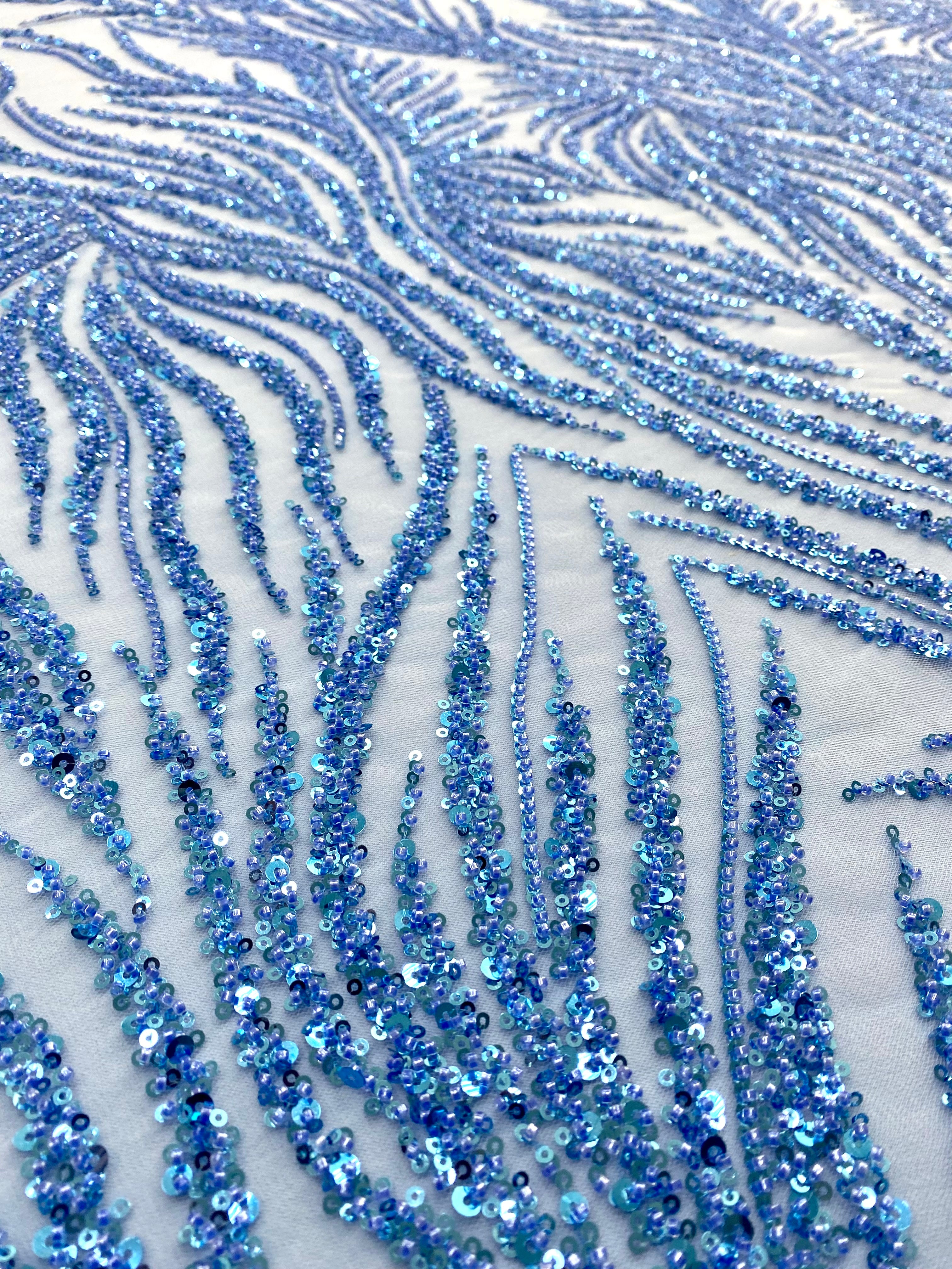 Silver Lace with Strings, Beads and Sequins