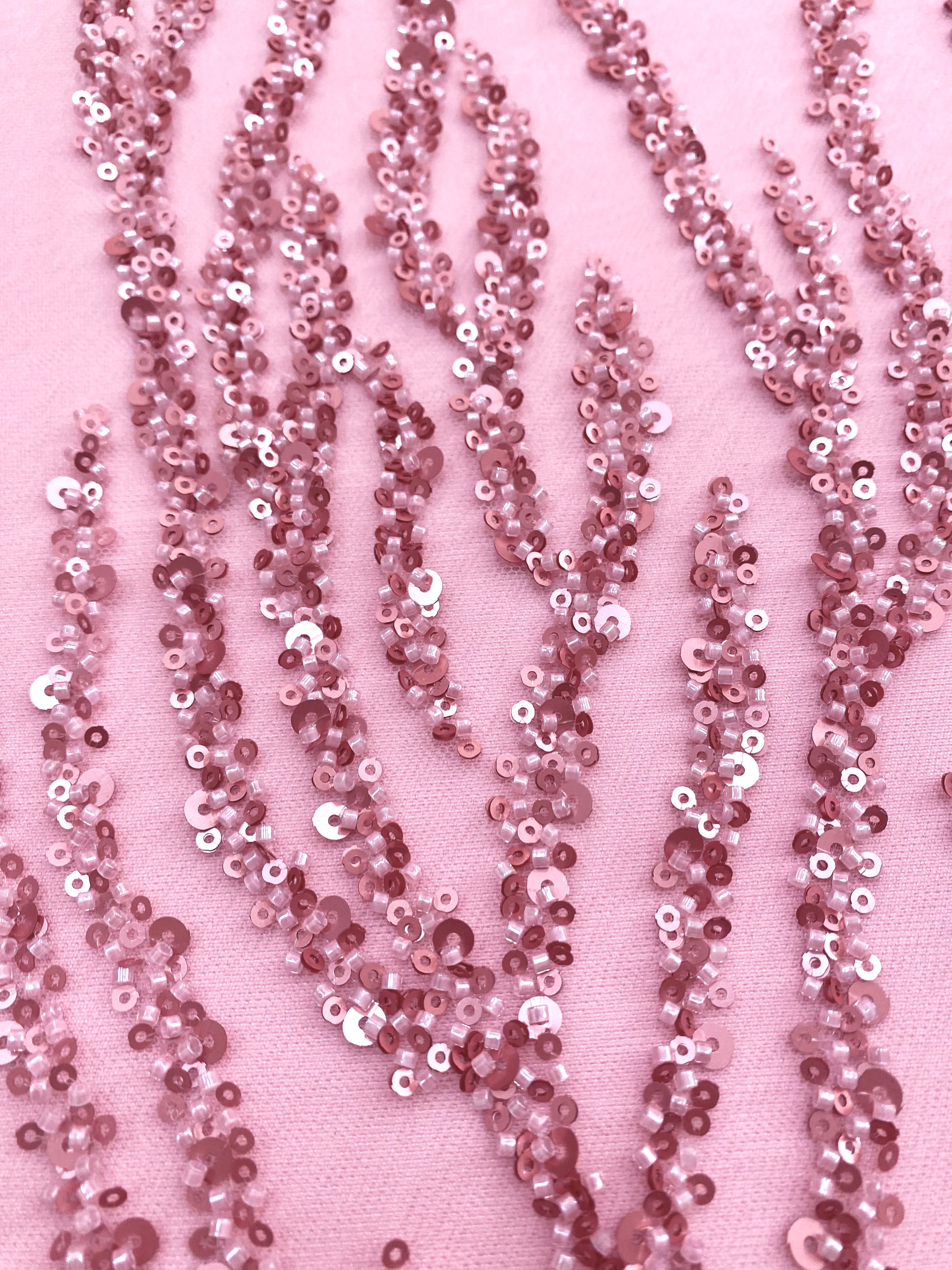 Silver Lace with Linear Pattern, with Pearls and Sequins
