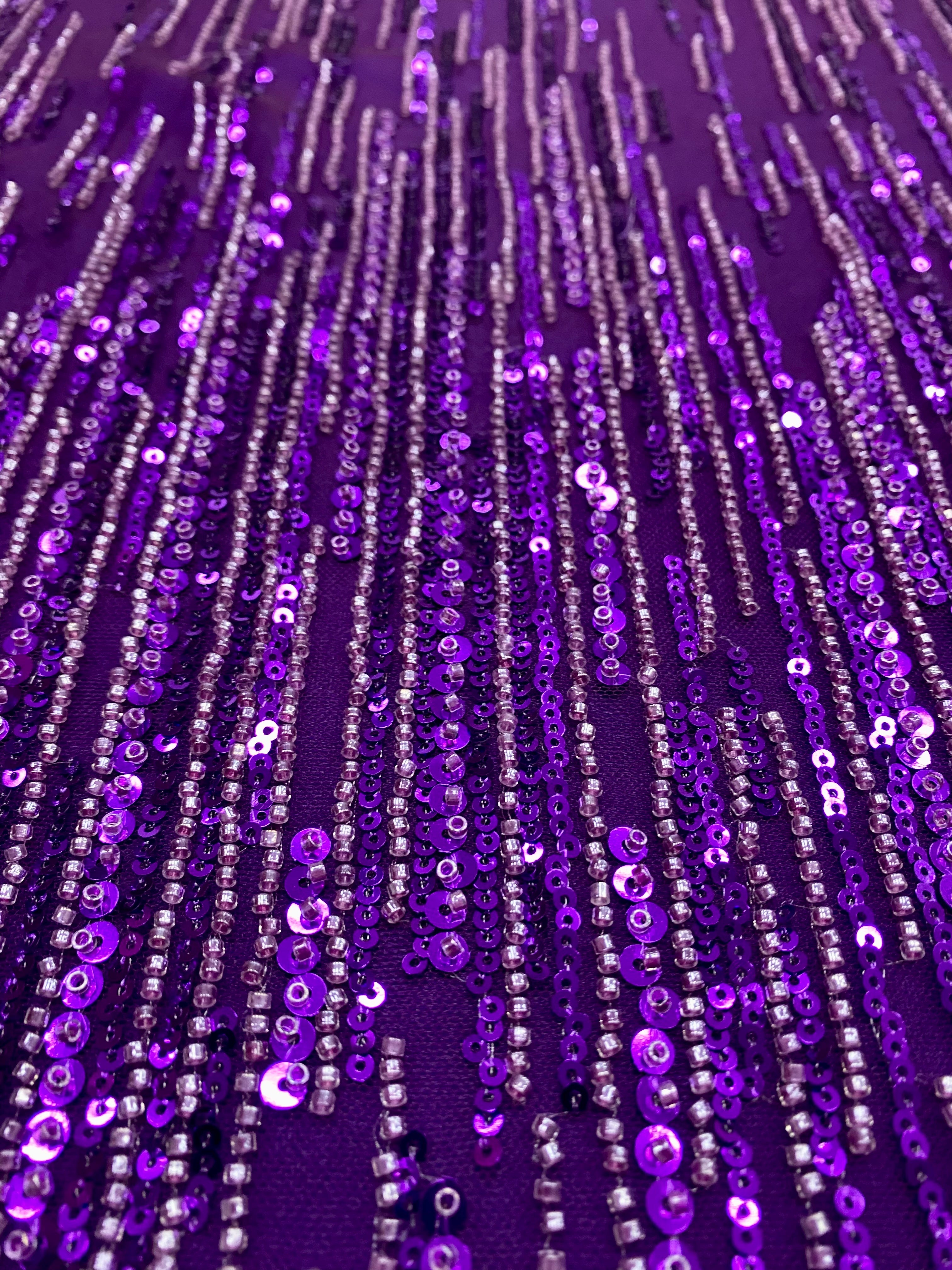 Silver Lace with Linear Pattern, with Pearls and Sequins