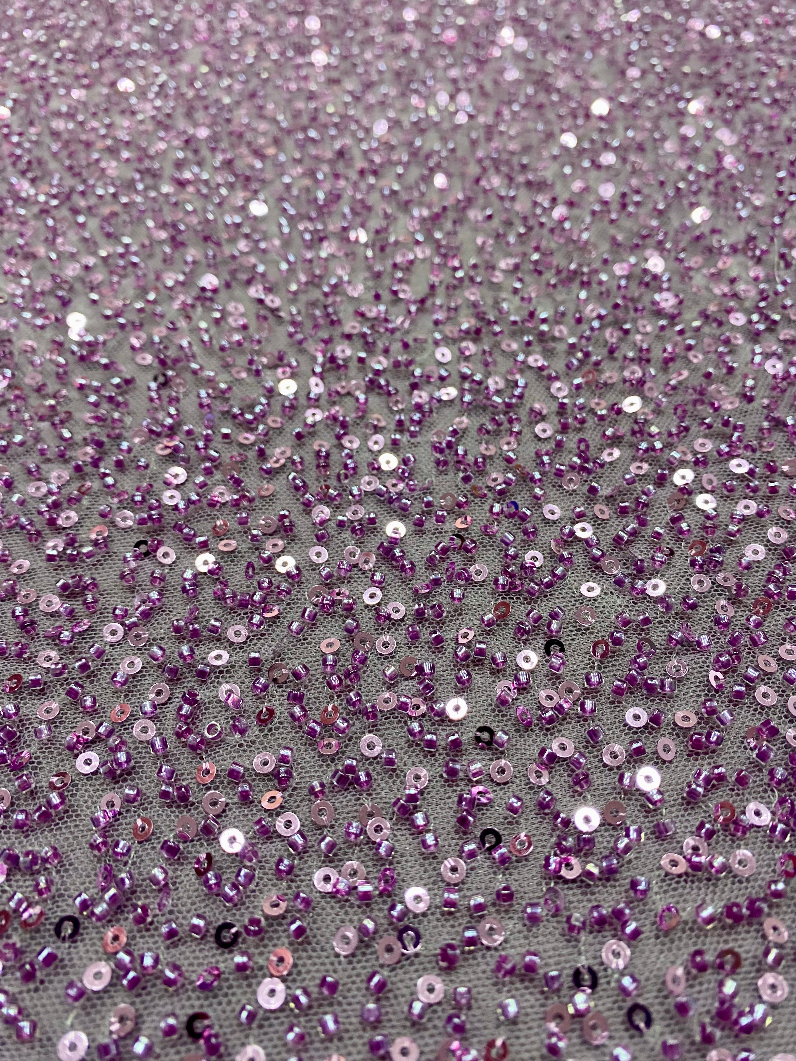 Couture Powder Lace with General Pattern, with Beads and Sequins